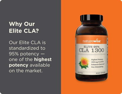 NatureWise Elite CLA 1300 Maximum Potency, 95% CLA Safflower Oil Workout Supplement NatureWiseUS supplements