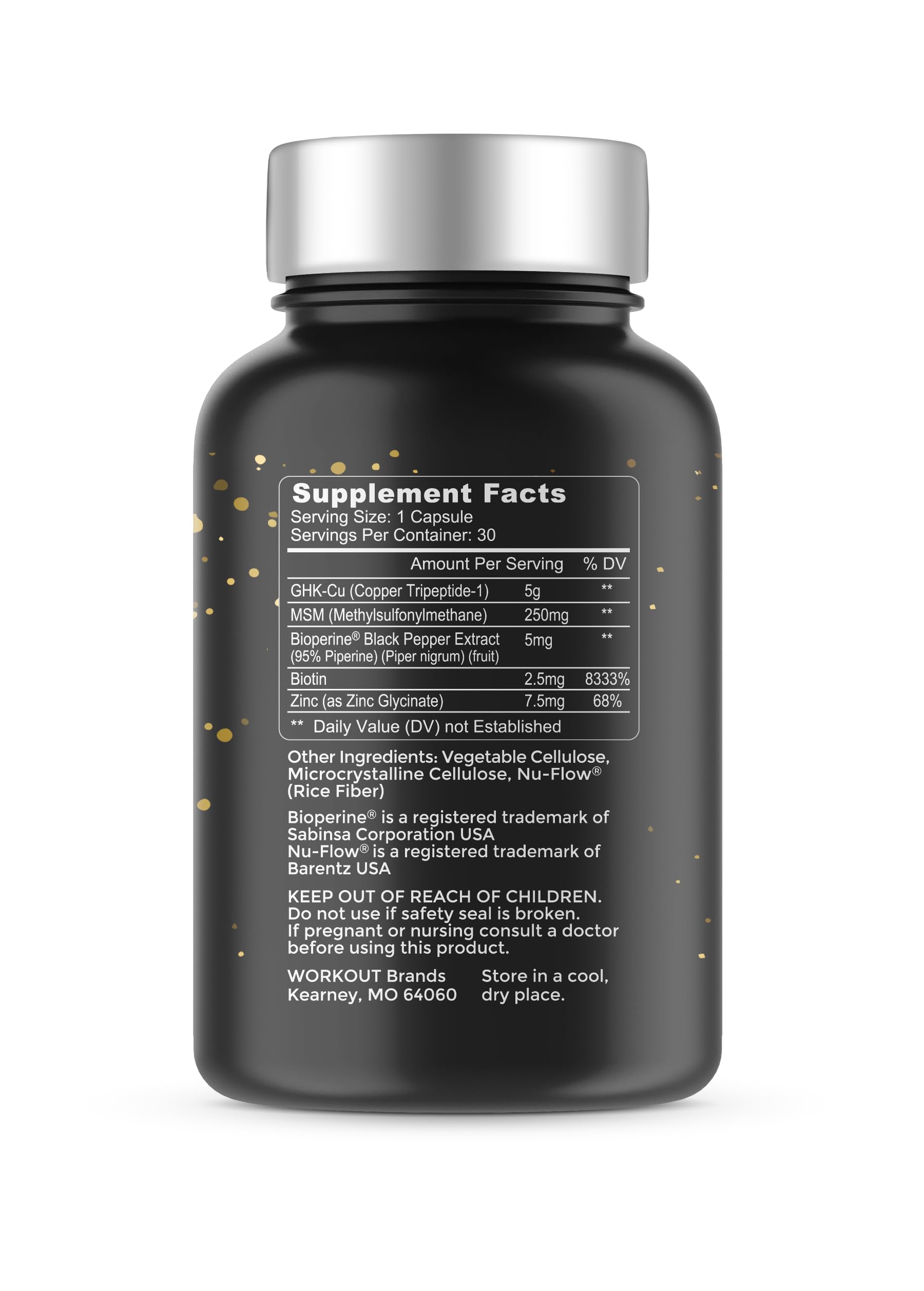TheaWell GHK-Cu Copper Tripeptide-1, 5mg with MSM, Biotin, Zinc, Bioperine Black Pepper Extract, Dermal Regeneration, Hair Skin and Nails Support, 30 Vegan Capsules, Made in USA TheaWellAu supplements