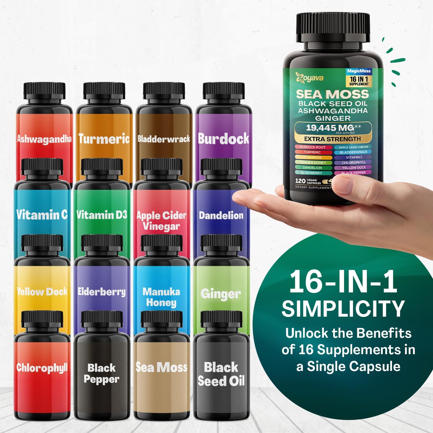 Zoyava Sea Moss 7000mg Black Seed Oil 4000mg Ashwagandha 2000mg Turmeric ZoyavaUS supplements