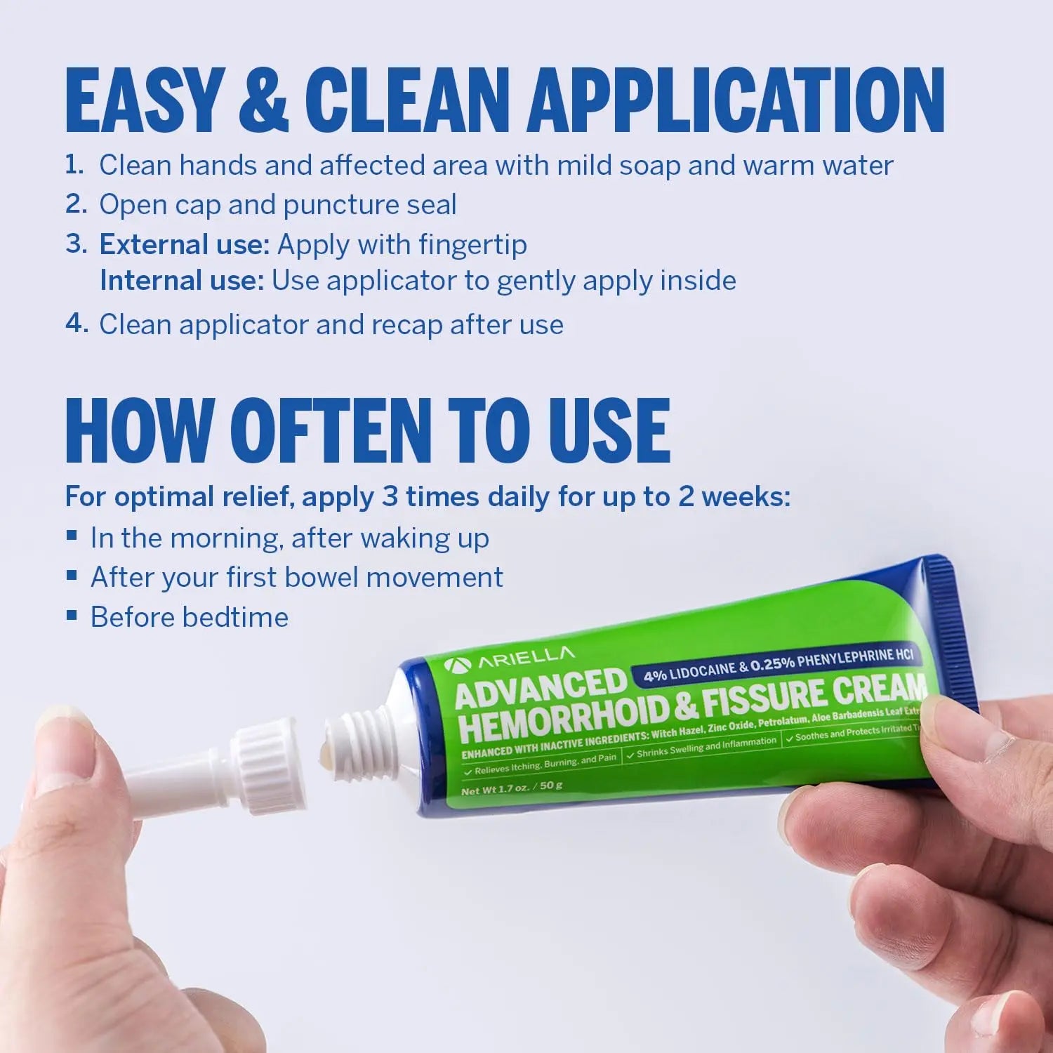 Hemorrhoid Treatment Fissure Lidocaine Cream: Advanced Numbing Ointment with Phenylephrine HCI - Fast Acting Natural Strength Soothing Relief of Pain Swelling Discomfort Itching (1.7 Oz, Witch Hazel) AriellaAu supplements