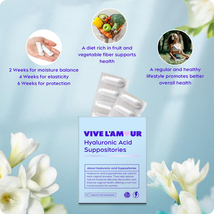 Vive L'Amour 15mg Hyaluronic Acid Vaginal Suppositories (2-Pack, 24 Count), Vaginal Moisturizer, Continuous Hydration, Relieves Vaginal Dryness, Restores Natural Softness & Elasticity, Vaginal Health Vive L'AmourUS supplements