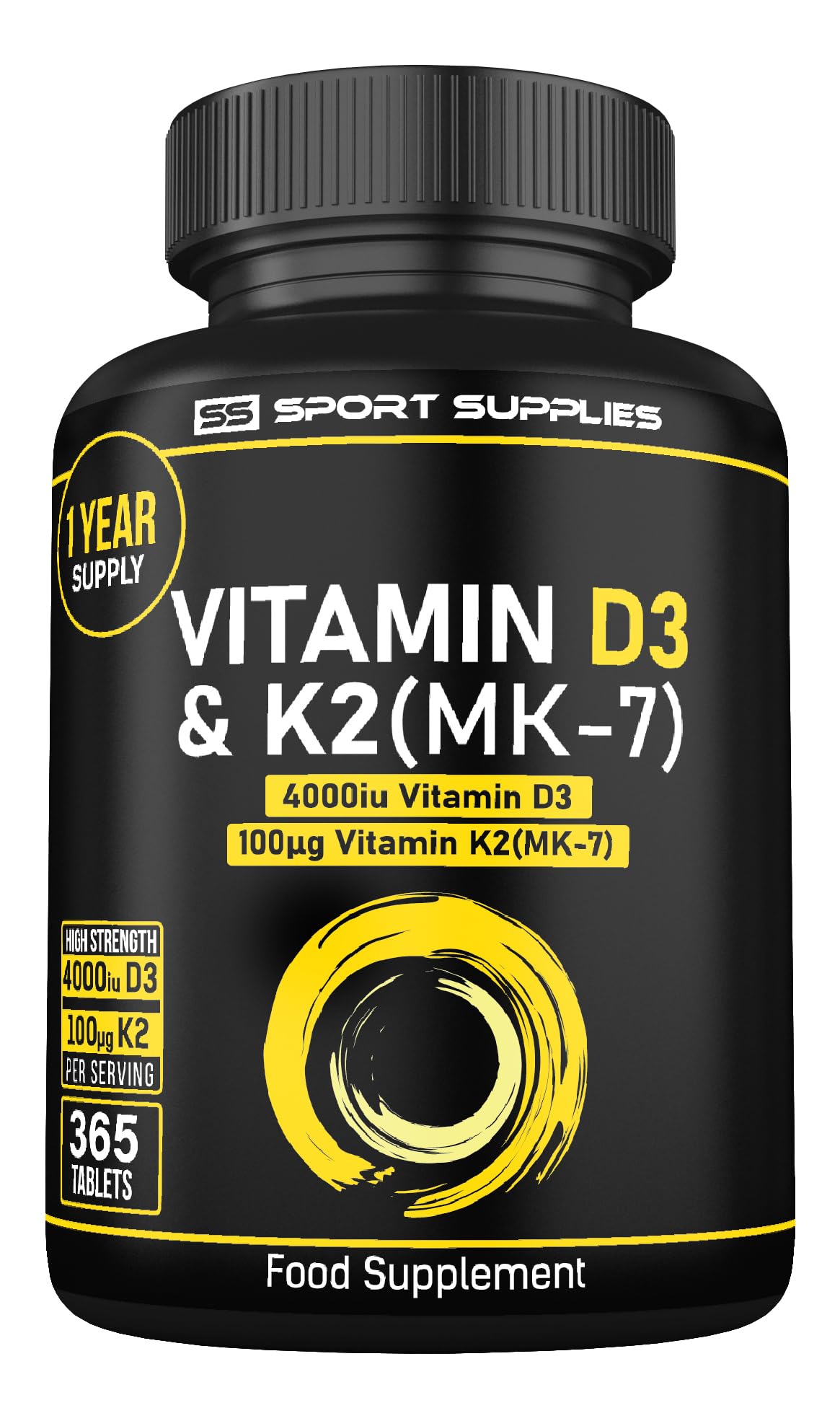 Vitamin D3 K2 High Strength Tablets - 365 Micro Tablets - Vitamin d3 4000 iu and k2 SS Sport SuppliesUS supplements