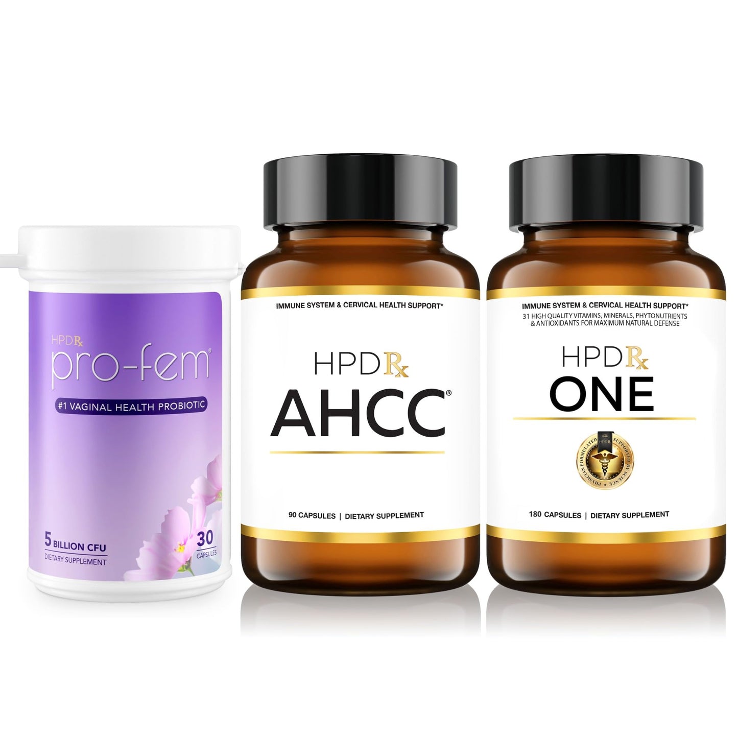 HPD Rx AHCC, Pro Fem, & ONE Bundle for Women HPD RxUS supplements