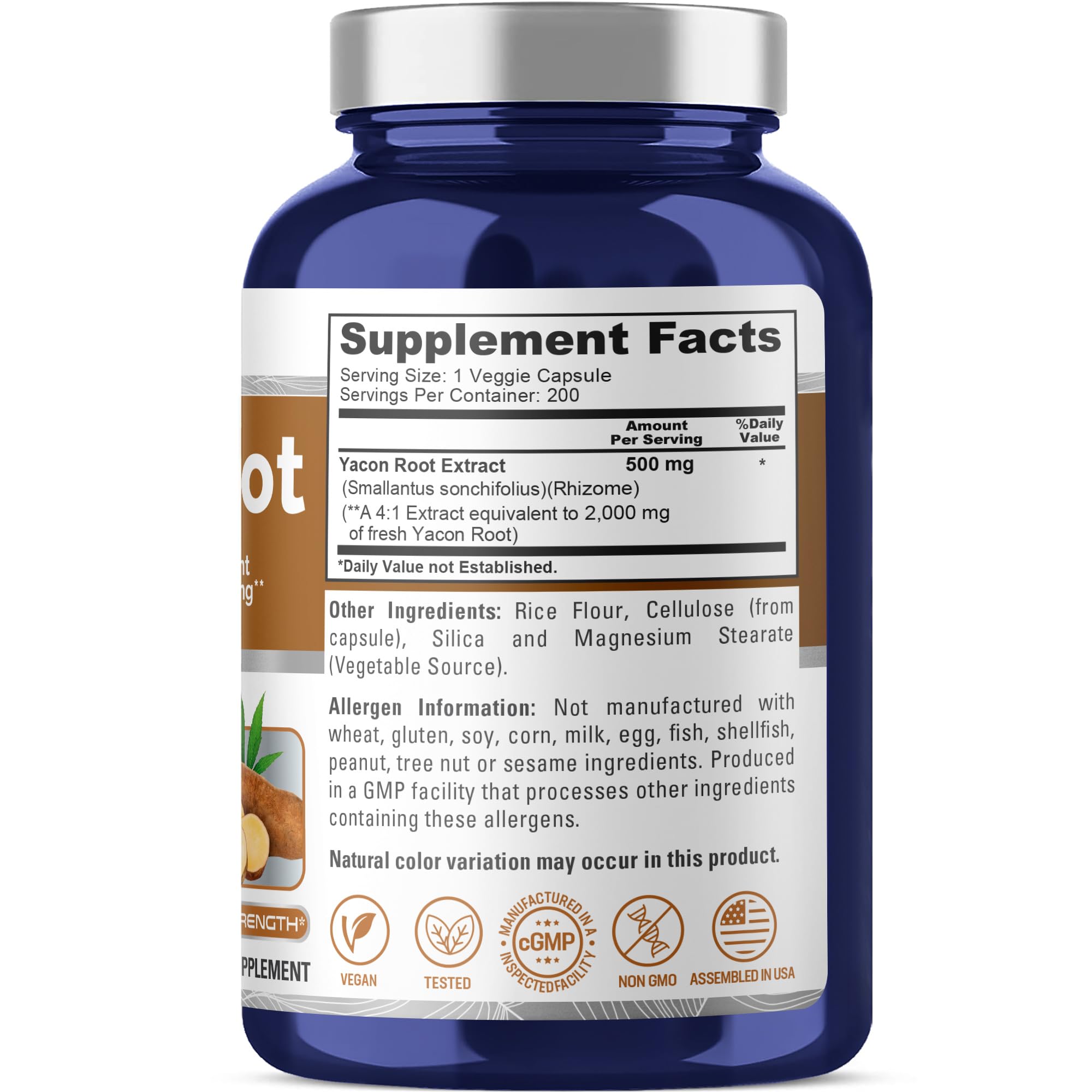 NusaPure Yacon Root Extract 2000mg 200 Vegetarian Capsules (Extract 4:1, Non-GMO, Vegan) NusaPureAu supplements