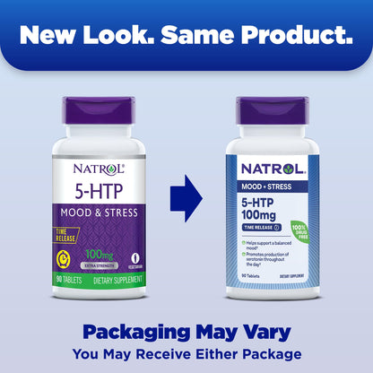 Natrol 5-HTP 100mg, Dietary Supplement Helps Support a Balanced Mood, Mood and Stress Support Supplement, 90 Time Release Tablets, 45-90 Day Supply NatrolUS supplements