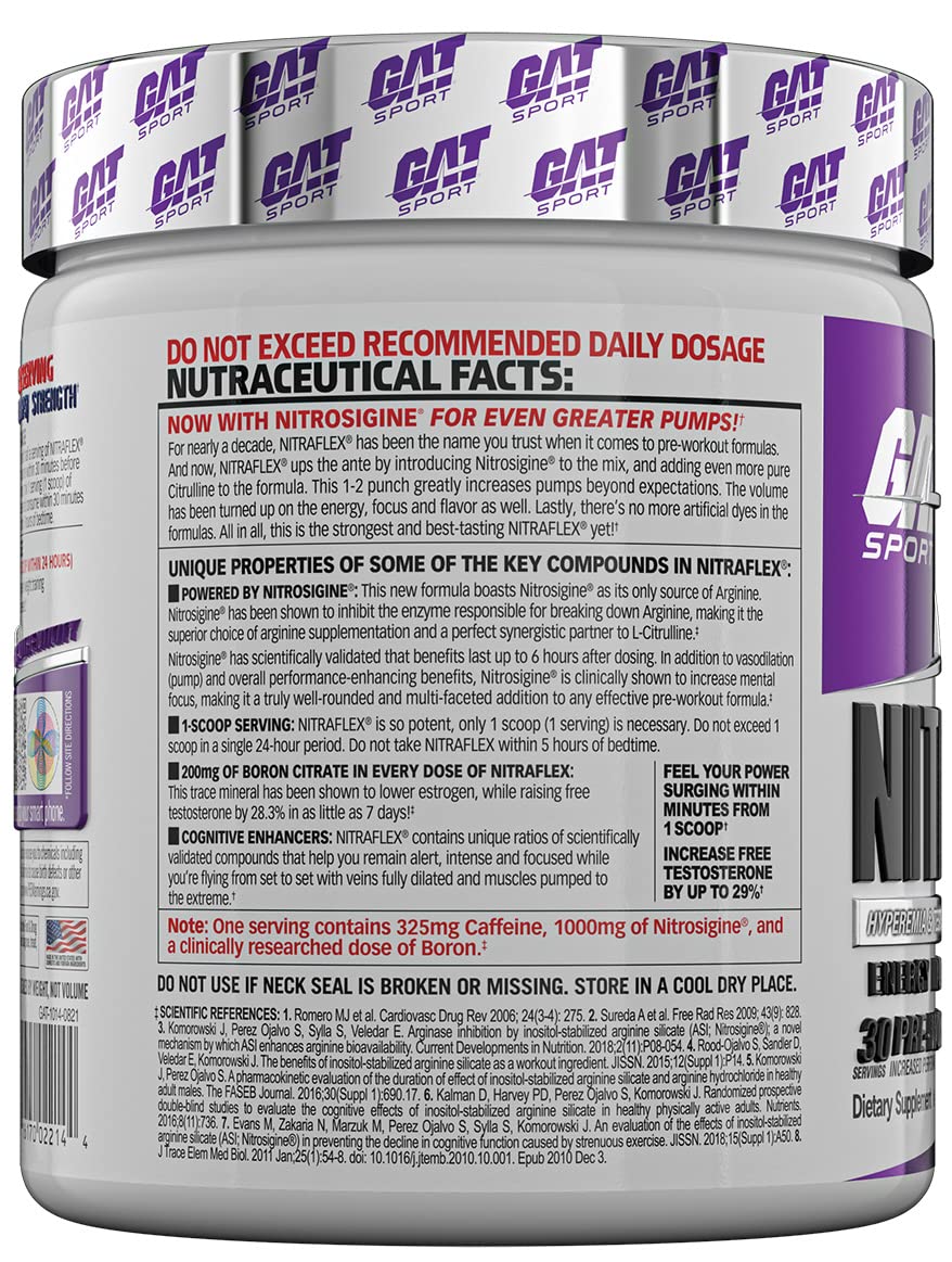 GAT SPORT, Nitraflex Advanced Pre-Workout Powder, Increases Blood Flow, Boosts Strength GAT SPORTUS supplements