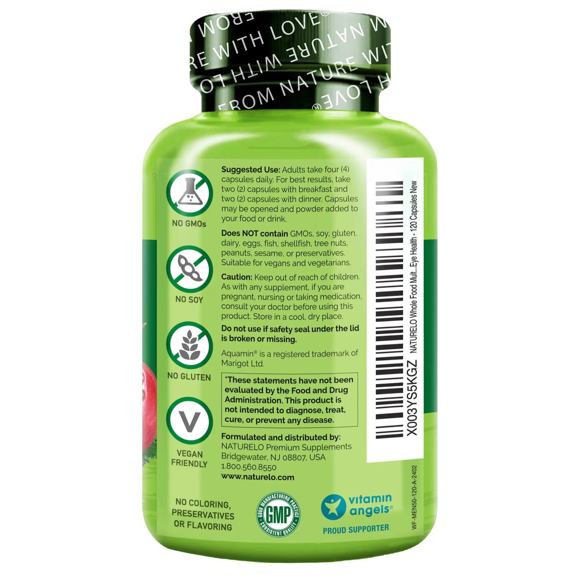NATURELO Whole Food Multivitamin for Men 50+ - with Vitamins, Minerals, Organic Herbal Extracts - Vegan Vegetarian NATURELOAu supplements