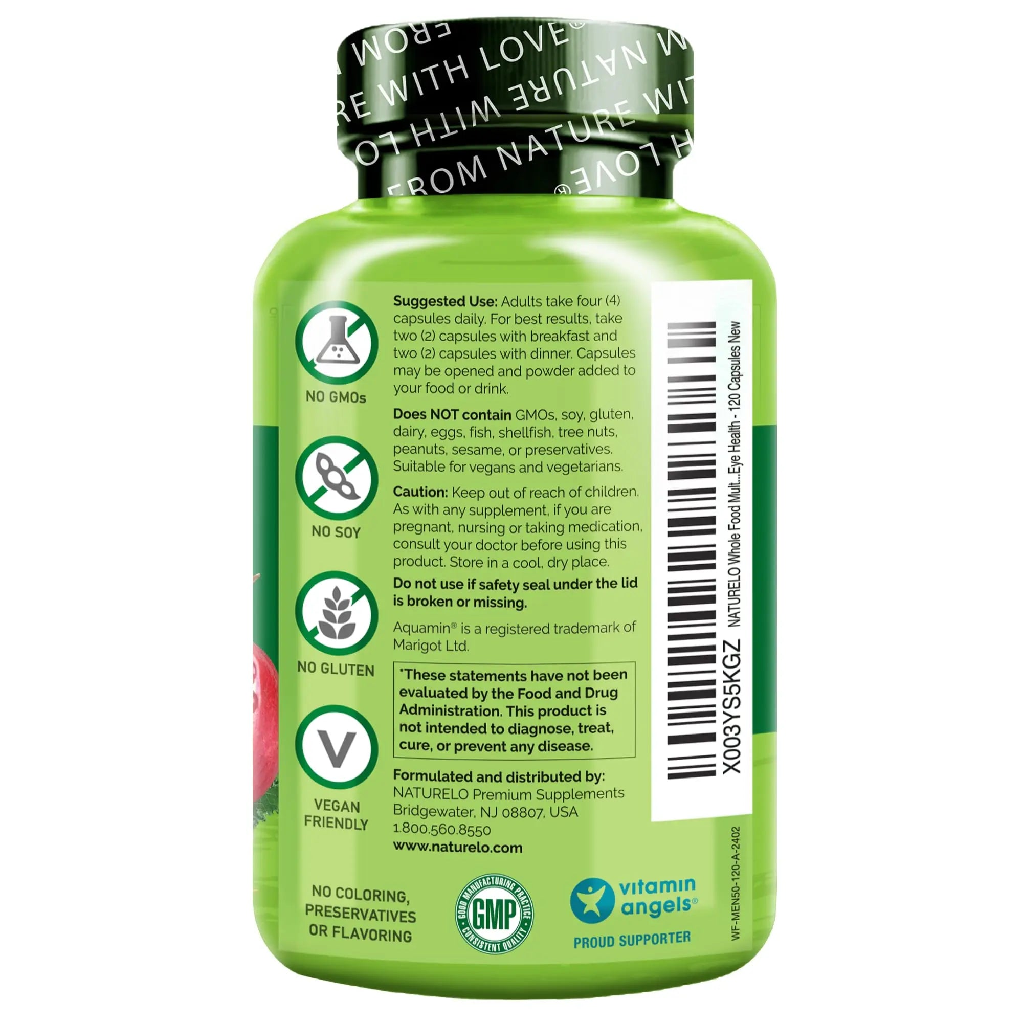 NATURELO Whole Food Multivitamin for Men 50+ - with Vitamins, Minerals, Organic Herbal Extracts - Vegan Vegetarian NATURELOAu supplements