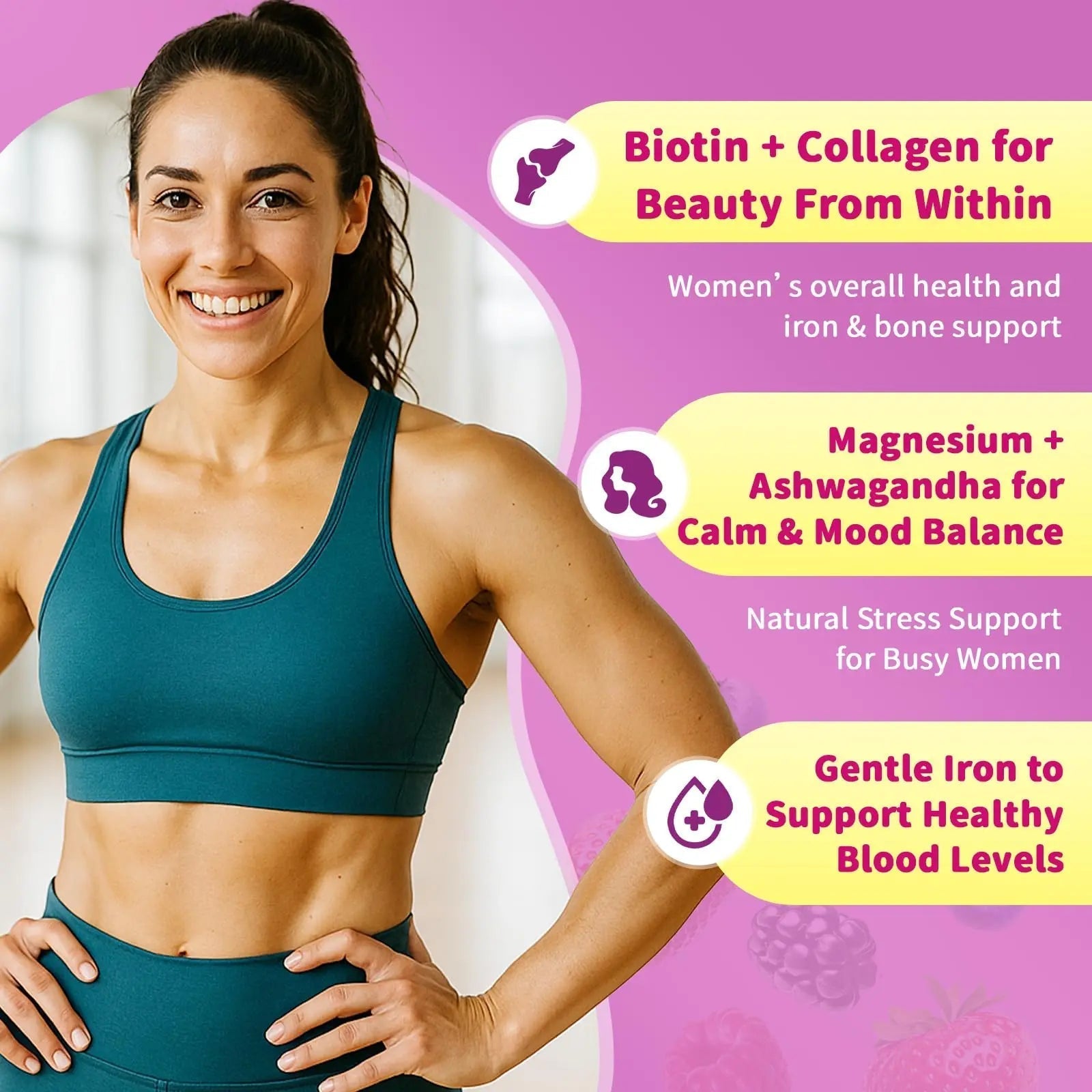 Multivitamin for Women Gummies With Iron, Magnesium, Folate, Biotin, Zinc, Womens Multivitamin Gummy Vitamin D3 A C E, B Complex GparkNatureAu supplements
