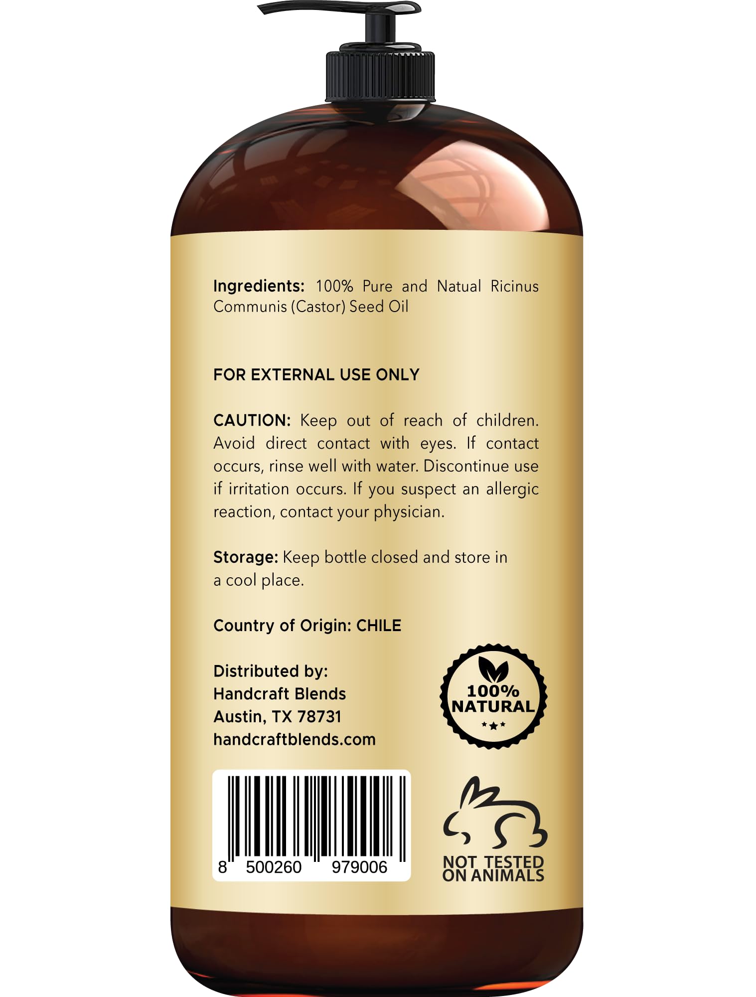 Handcraft Blends Jamaican Black Castor Oil for Hair Growth, Eyelashes and Eyebrows Handcraft BlendsAu supplements
