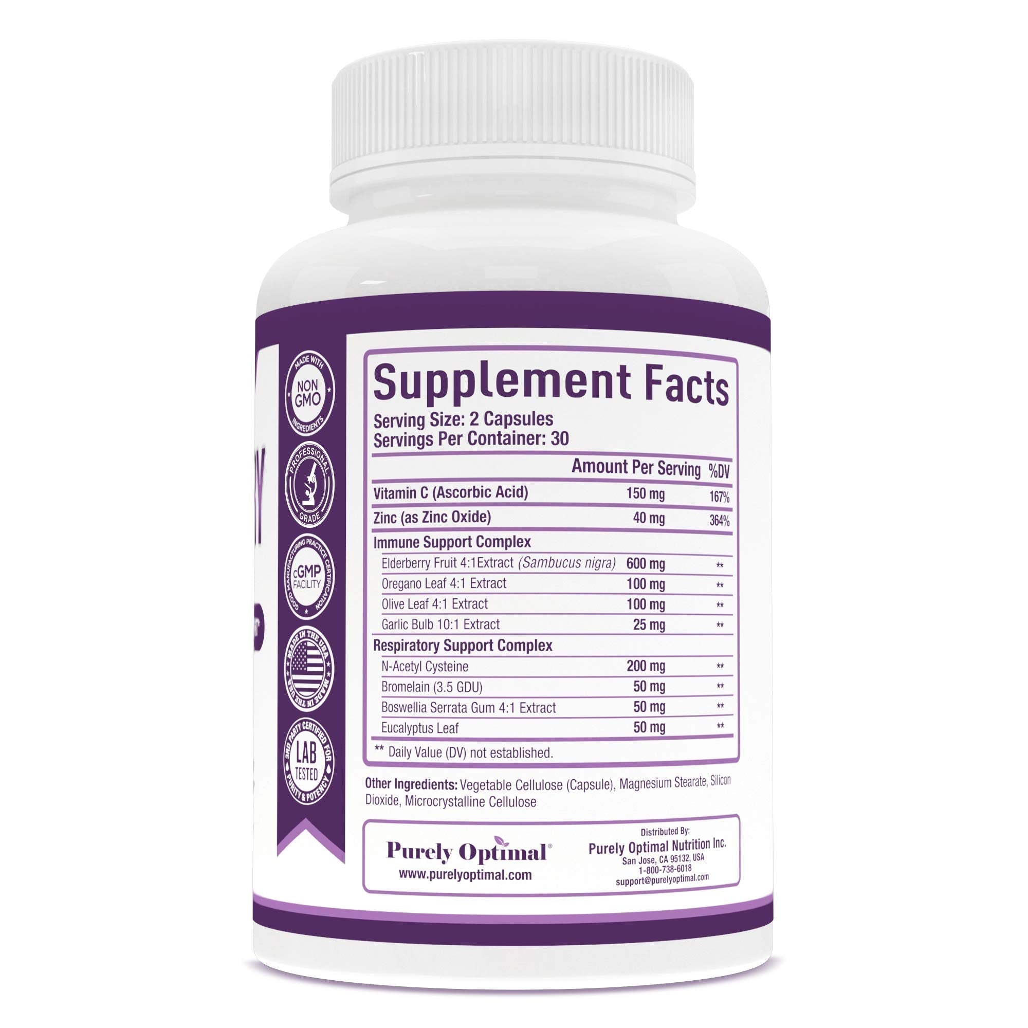 Purely Optimal Premium Black Elderberry Capsules - Sambucus Elderberry Pills for Adults Purely OptimalUS supplements