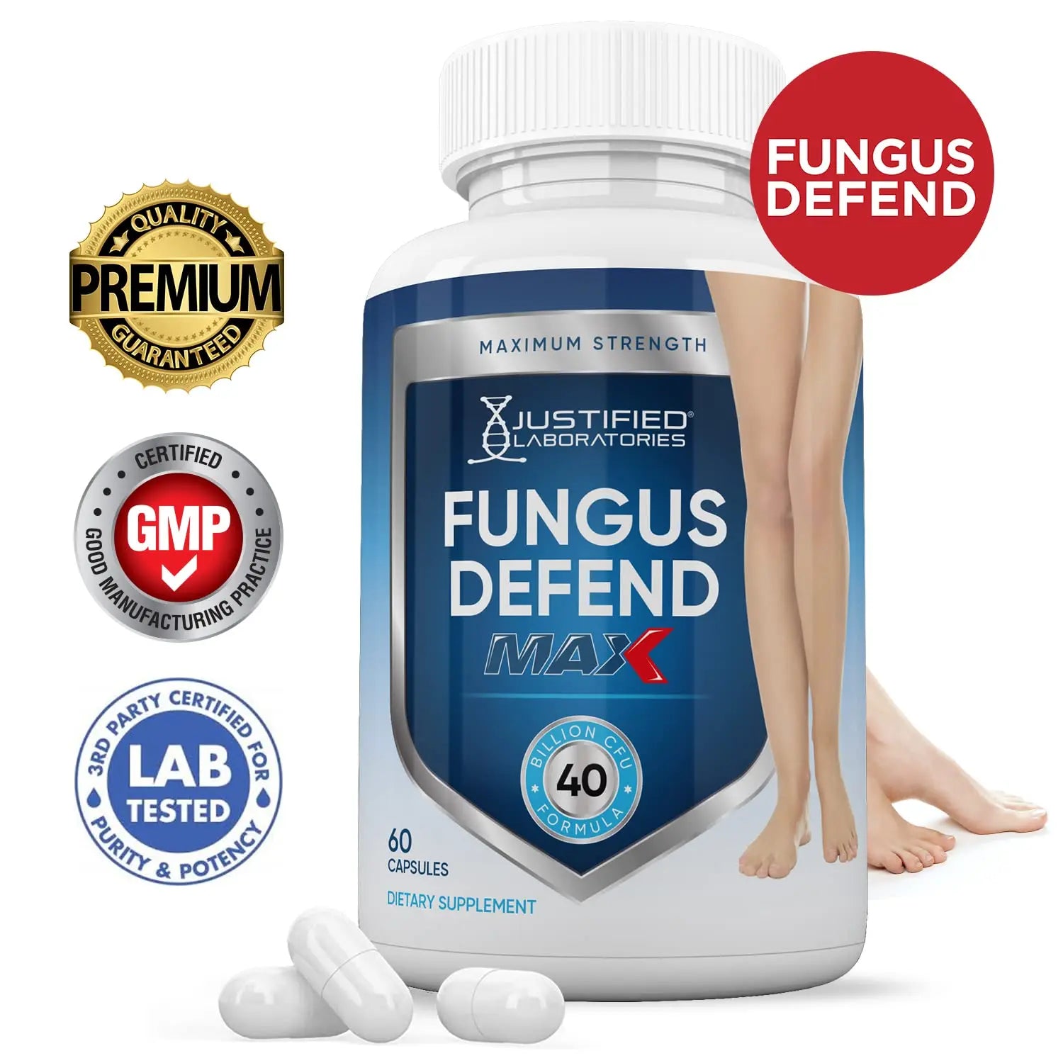 Justified Laboratories (3 Pack) Fungus Defend Max Pills 40 Billion CFU Probiotic 180 Capsules Justified Laboratoriesnz supplements
