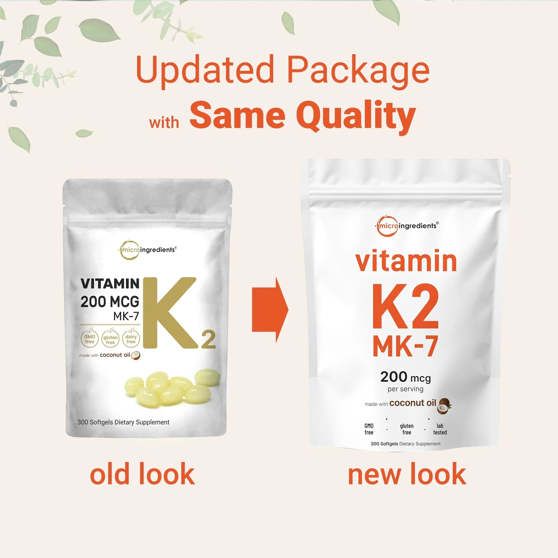 Micro Ingredients Vitamin K2 MK-7 Supplement, 200 mcg Per Serving, 300 Coconut Oil Softgles | Easily Absorbed, Active Menaquinone Form | Micro IngredientsAu supplements