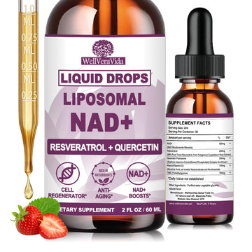 NAD+ Supplements for Men & Women, Extra Strength NMN Alternative Liposomal Nad⁺ Supplement with Resveratrol Quercetin for Cellular Energy & NAD+ Levels, Fast Absorption Liquid NAD Plus丨NON-GMO, 2Fl Oz WellVeraVidaAu supplements