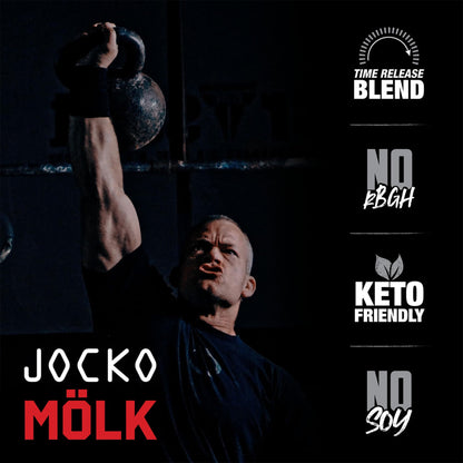 Jocko Mölk Whey Protein Powder (Strawberry) - Keto, Probiotics, Grass Fed, Digestive Jocko FuelUS supplements