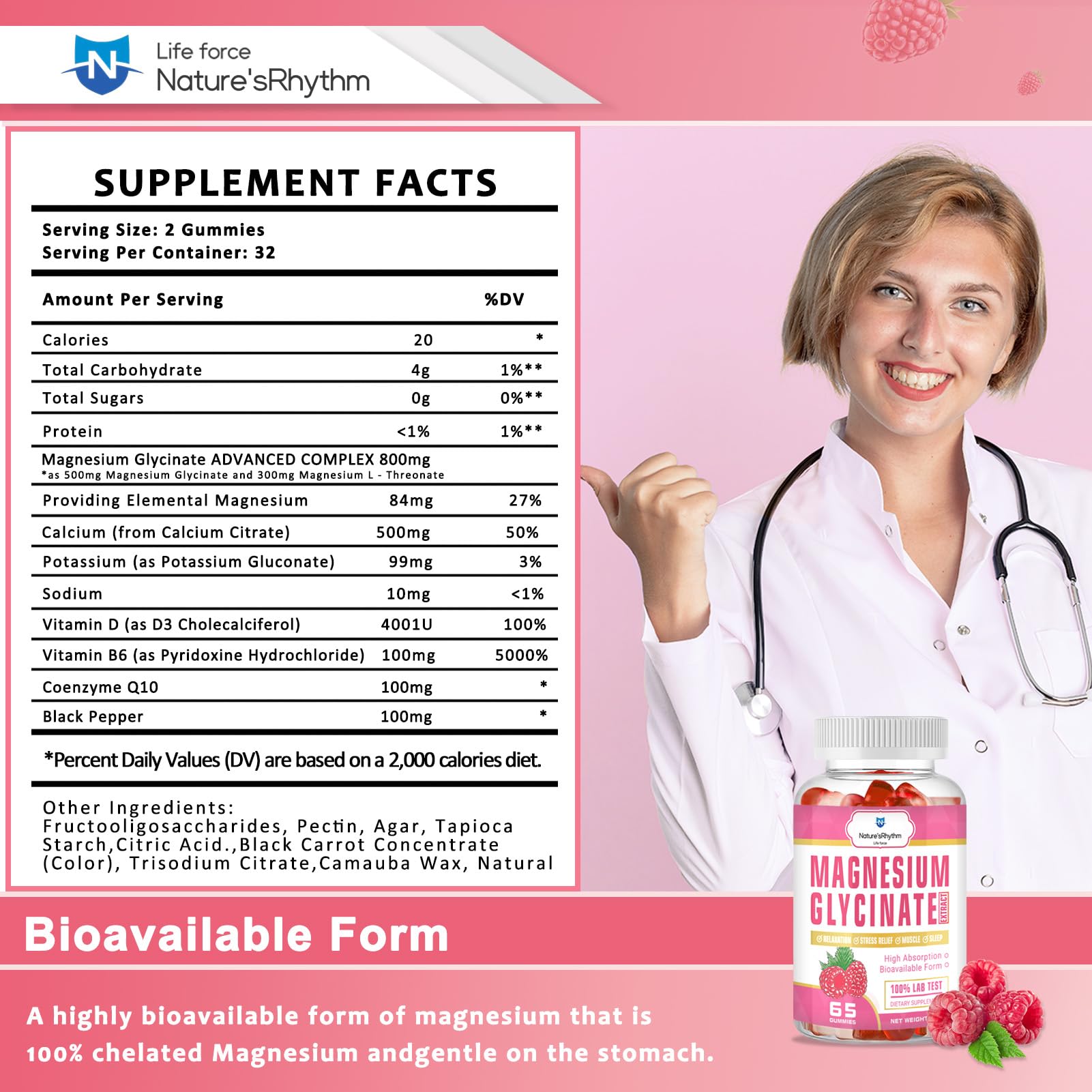 Nature‘s Rhythm Magnesium Gummies 500mg - 65 Ct | Magnesium Glycinate Supplements for Relaxation, Stress Relief, and Sleep for Adults & Kids Tasty and Tangy Raspberry Flavor Nature'sRhythmAu supplements