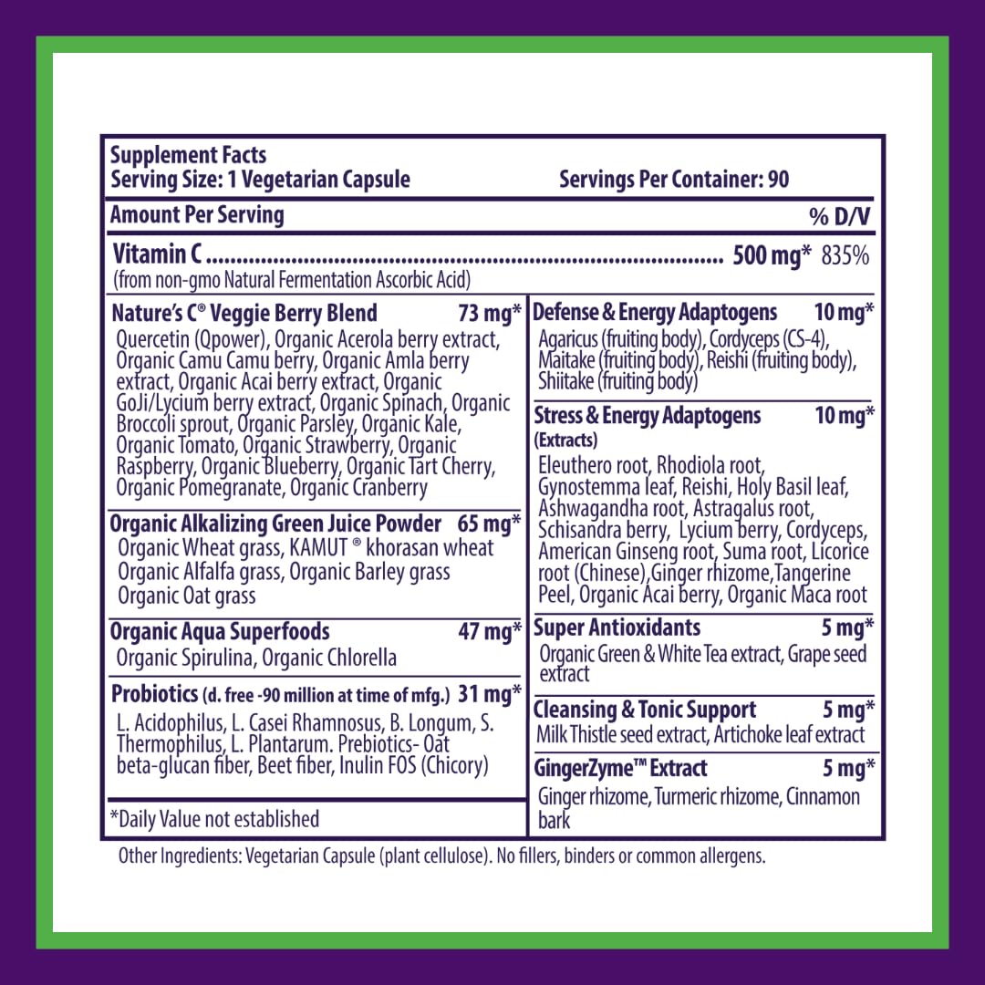 Paradise Herbs Earth's Blend Vitamin C with Nature's C and Adaptogens, Superfoods Base of Probiotics & Organic Alkalizing Greens, 90 Vegetarian Capsules Paradise HerbsAu supplements