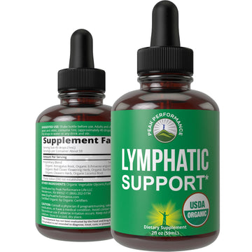 USDA Organic Lymphatic Drainage Drops. Sugar Free, Tasty 6-in-1 Lymph System Support for Detox, Cleanse. Vegan Supplement with Astragalus, Echinacea, Red Clover, Cleavers Herb, Licorice & Burdock Root Peak PerformanceAu supplements