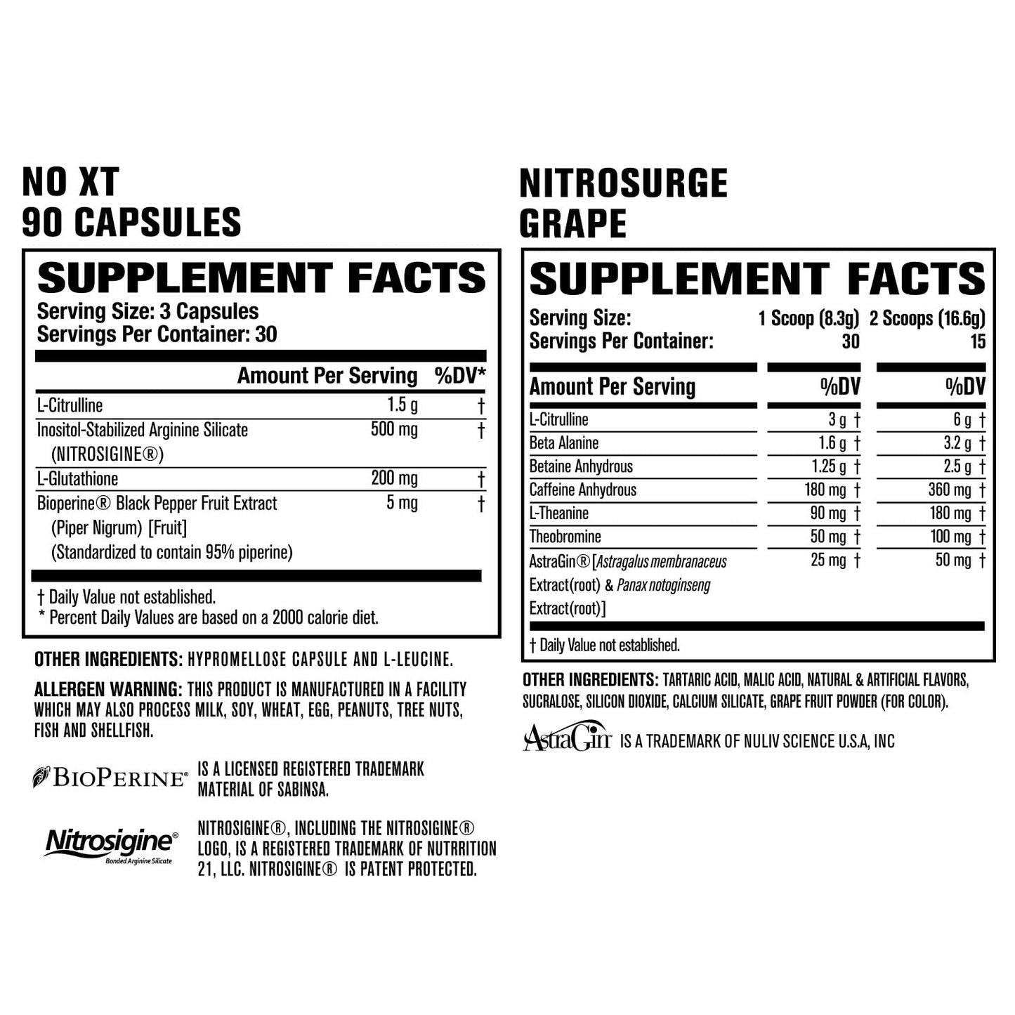 Jacked Factory Nitrosurge Pre-Workout in Grape & N.O. XT Nitric Oxide Booster for Men Jacked FactoryUS supplements