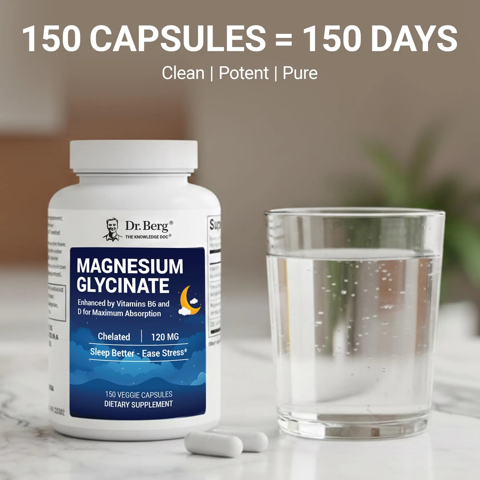 Dr. Berg Magnesium Glycinate 150ct – 4-in-1 Chelated for Muscle, Nerve, Sleep & Stress Support*– w/ D3, B6 & Zinc – 4X Lab-Tested – No Fillers – Formulated in USA, GMP-Certified Dr. Berg Nutritionalsnz supplements