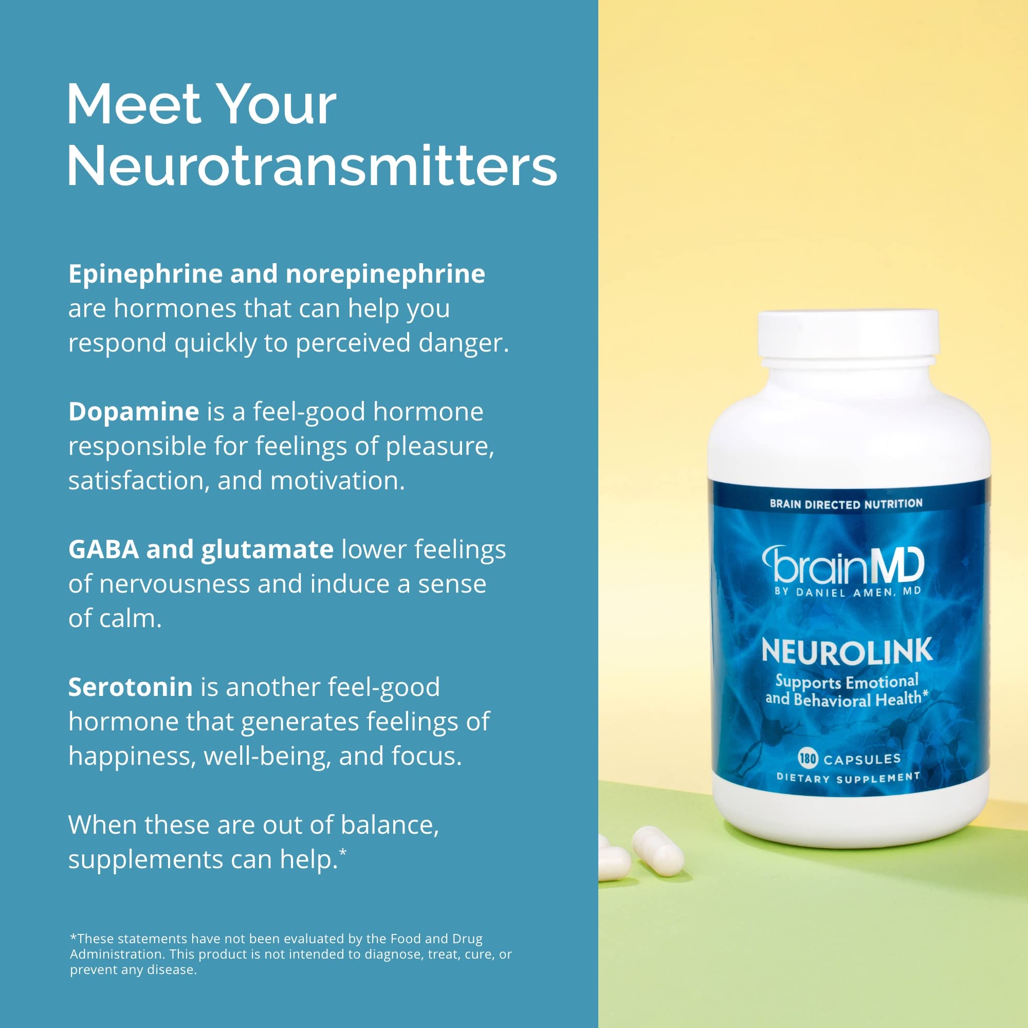 BRAINMD Dr Amen NeuroLink - 180 Capsules - Promotes Optimal Brain Function, Focus & Concentration - Gluten Free - 45 Servings BRAINMDAu supplements