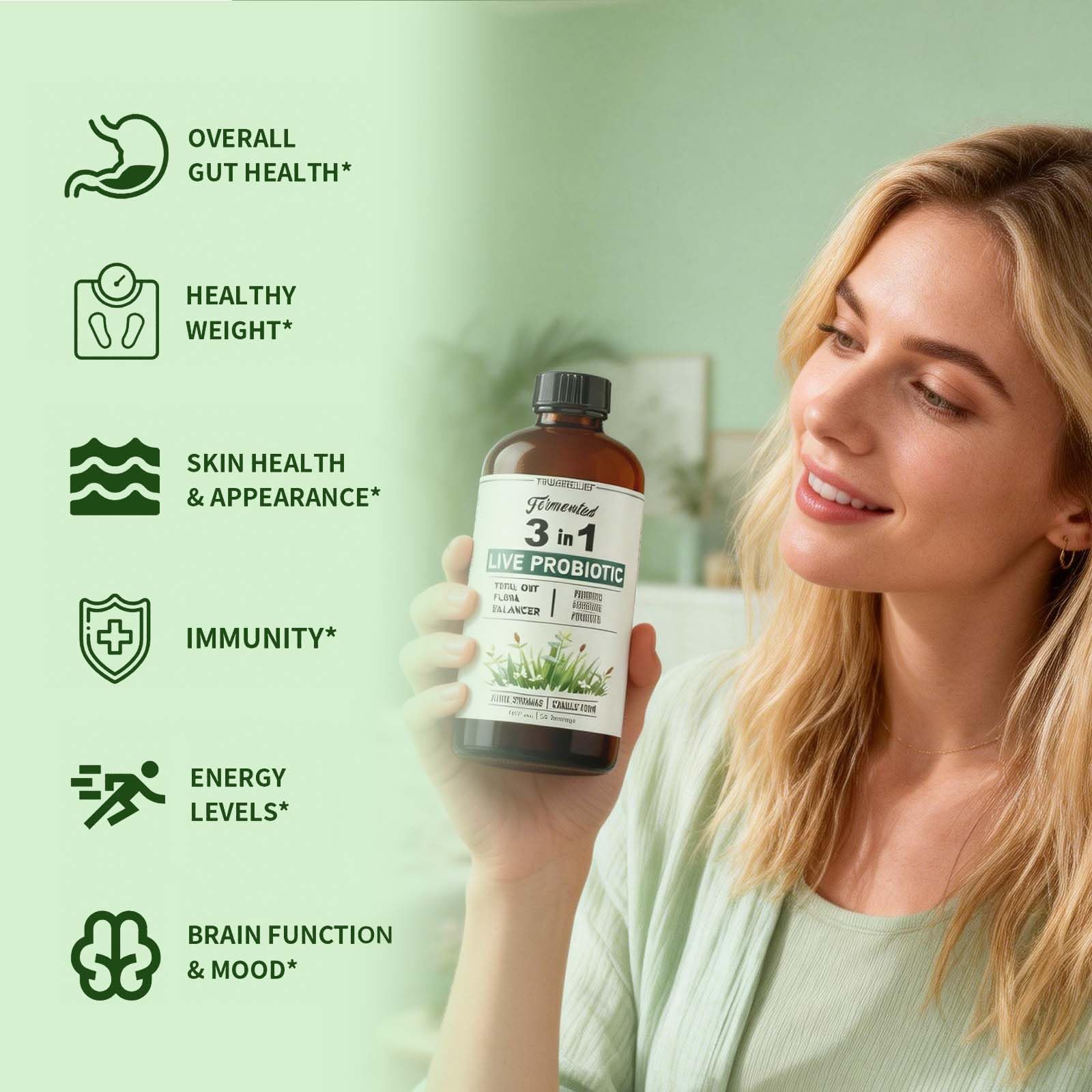TRUERELIEF Women's Daily Probiotic + Prebiotic + Postbiotic Liquid, 3-in-1 for Gut Health, 10 Strains & 18 Fermented Herbs (1) TRUERELIEFAu supplements