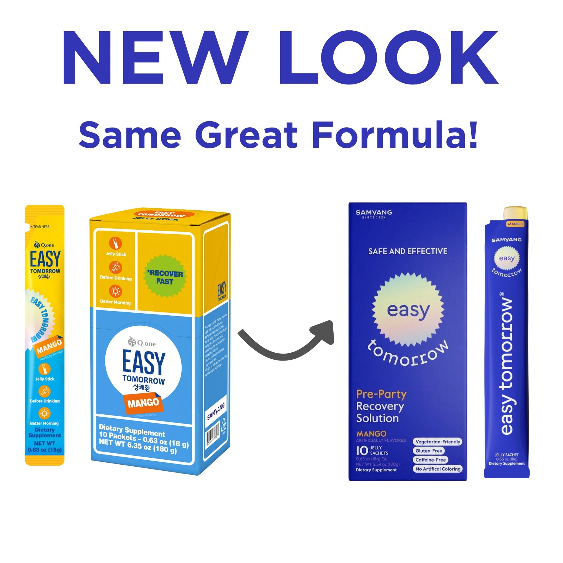 EASY TOMORROW - Natural Energy & Morning Vitality Jelly Stick - Daily Korean Skin Health Supplement & After Drinking Support with DHM & Glutathione - K-Beauty Inspired (Mango Flavor, 10 Sticks) EASY TOMORROWAu supplements