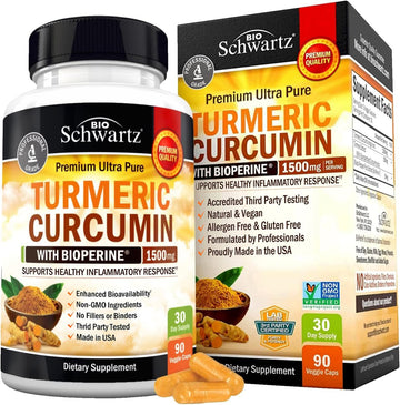 Turmeric Curcumin with Black Pepper Extract 1500mg - High Absorption BioSchwartzUS supplements