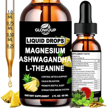 Cortisol Supplements for Women & Men, Cortisol Reducer Manager Detox Liquid Drops Extra Strength Magnesium Glycinate 200mg, L-Theanine & Ashwagandha丨Hormone Balance, Relaxation & Recess Mood GLOVVUUPAu supplements