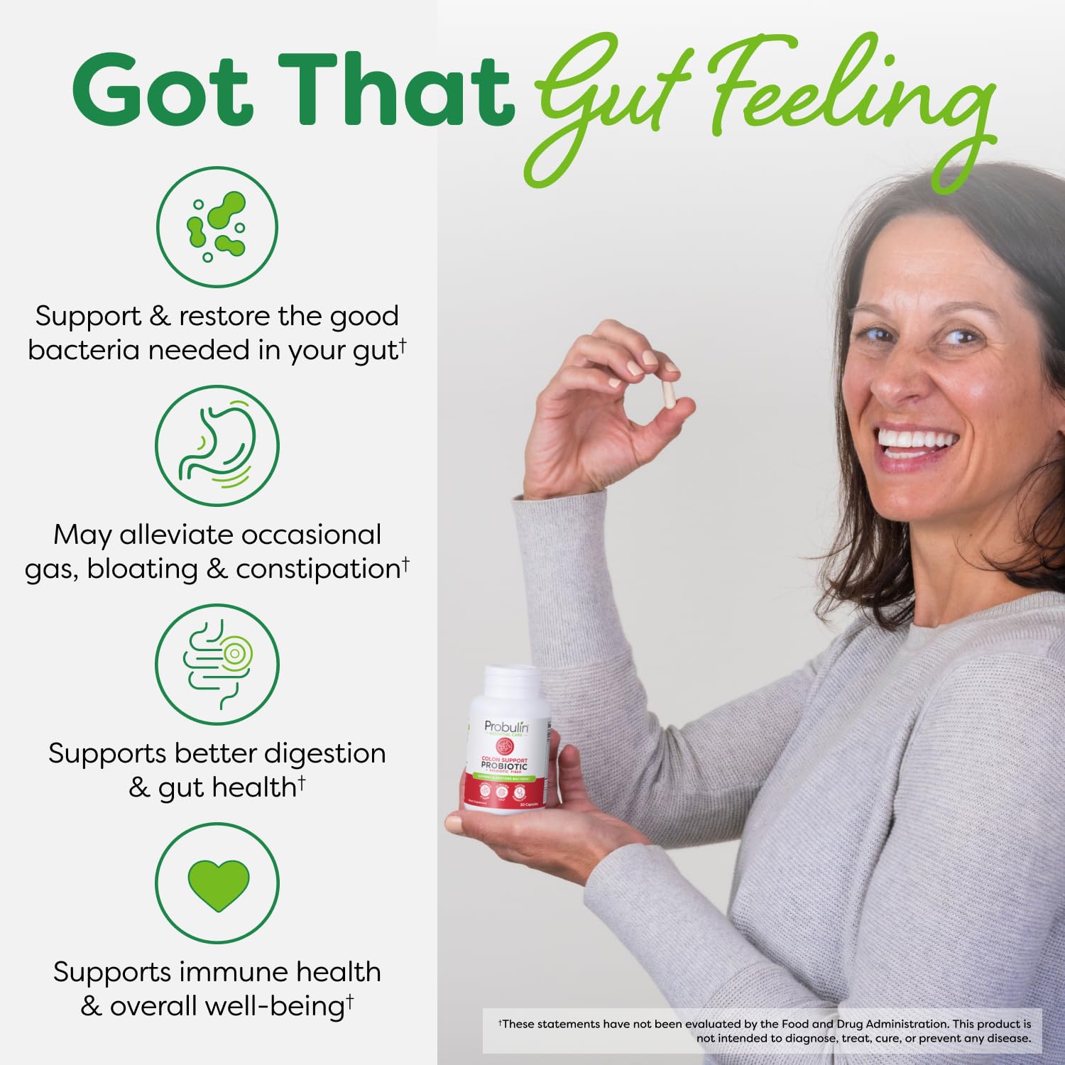 Probulin Colon Support Probiotic Supplement, Daily Gut, Digestive, and Immune Health Probiotics Capsules for Men and Women, 20 Billion CFU, Vegan, 30 Count Bottle ProbulinAu supplements