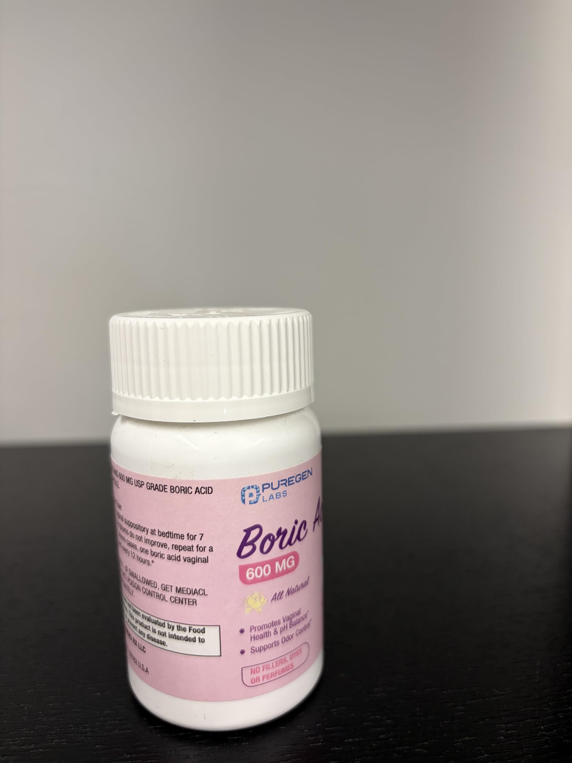 Puregen Labs Boric Acid 600 mg Vaginal Suppositories - 100% Pure | All Natural Without Dyes or Fillers | Made in USA - Supports Vaginal pH Balance and Odor Control (30 Count) P Puregen LabsUS supplements