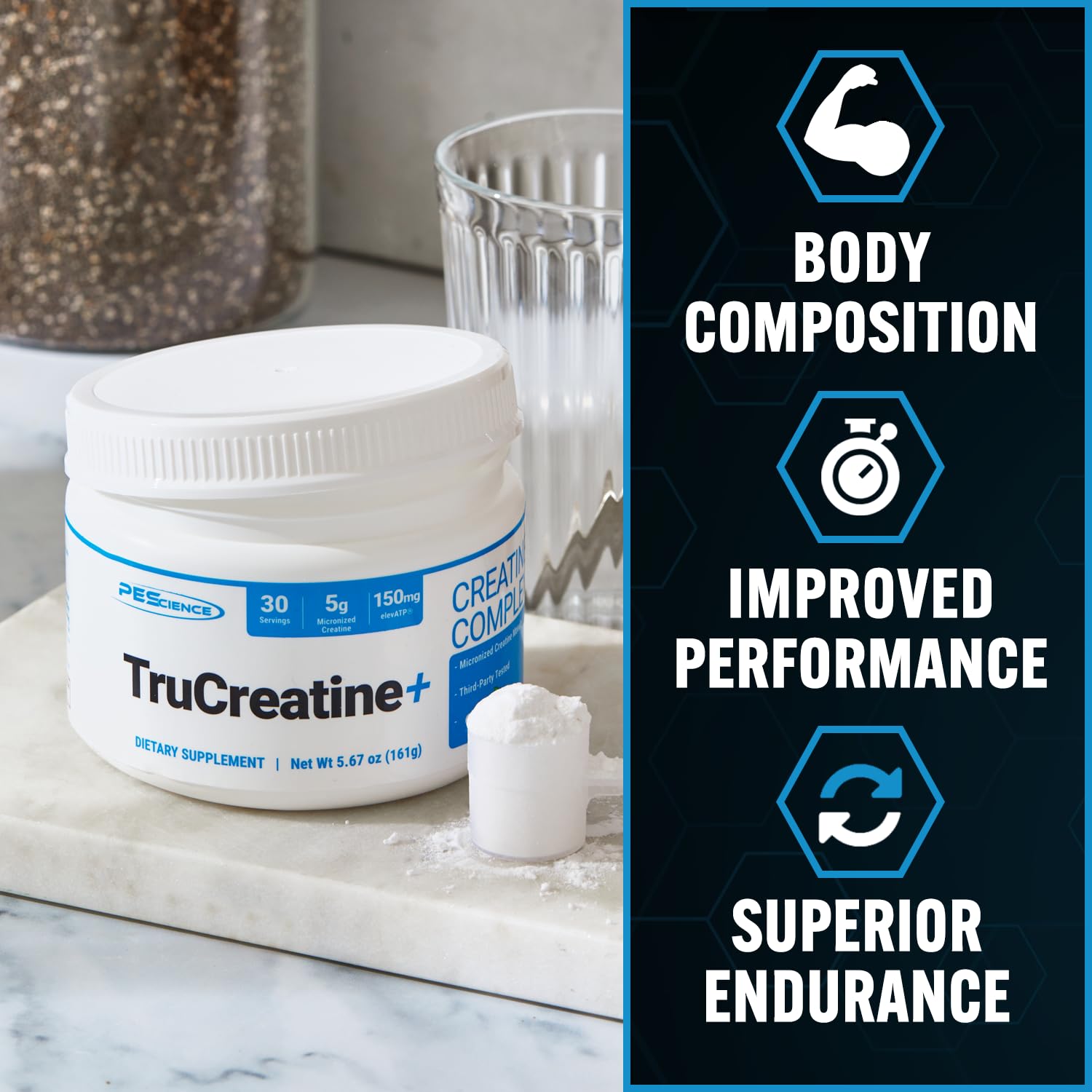 PEScience TruCreatine+ Creatine Monohydrate Powder Plus Epicatechin, Micronized Creapure Creatine for Women & Men, Supports Muscle Growth, Strength & Recovery, Cognition, 30 Servings, Unflavored PEScienceAu supplements