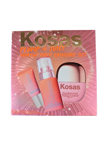 Kosas Plump + Juicy Makeup Prep Skincare Set – 3-Piece Mini Set with Collagen Spray-On Serum (1 oz), DreamBeam Sunlit SPF 40 PA++++ Sunscreen (0.5 oz), and Lip Booster (0.17 oz) KosasAu supplements