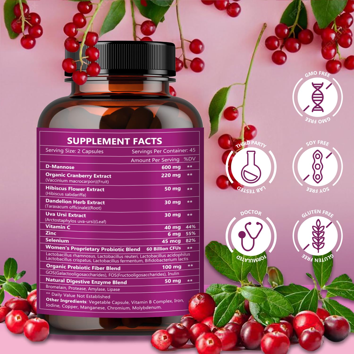 NATURE TARGET Probiotics for Women Urinary Tract Health with D Mannose & Cranberry - 60 Billion CFUs Vaginal Probiotics for Digestive Health, UTI & PH Balance with Prebiotics - 90 Capsules NATURE TARGETAu supplements