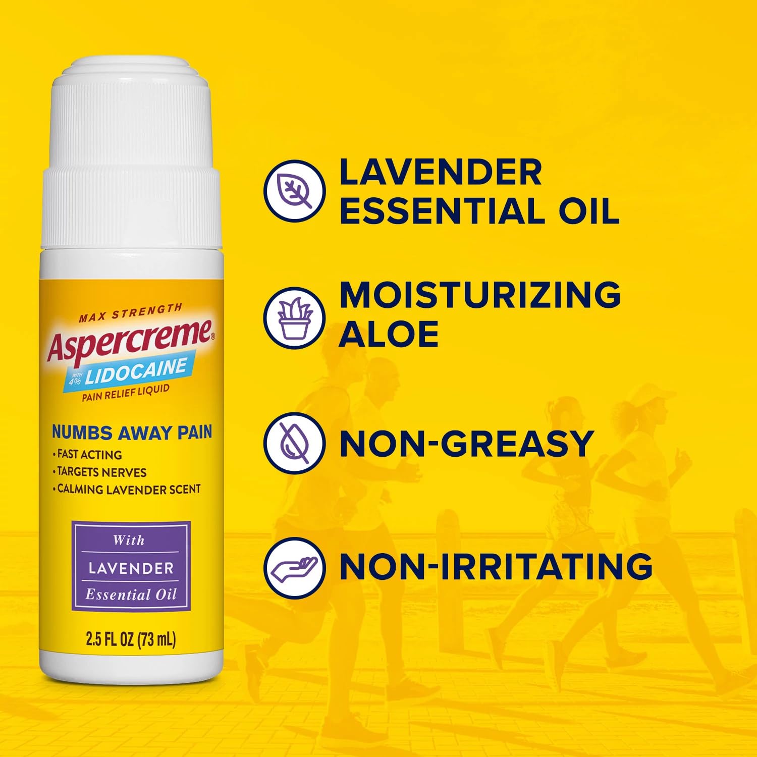Aspercreme Essential Oils Lidocaine Pain Relief with No-Mess Roll-On Applicator, Max-Strength Lidocaine Numbs Away Nerve Pain, Moisturizing Aloe Hydrates Skin, Lavender, 2.5 Oz., 2pk AspercremeAu supplements