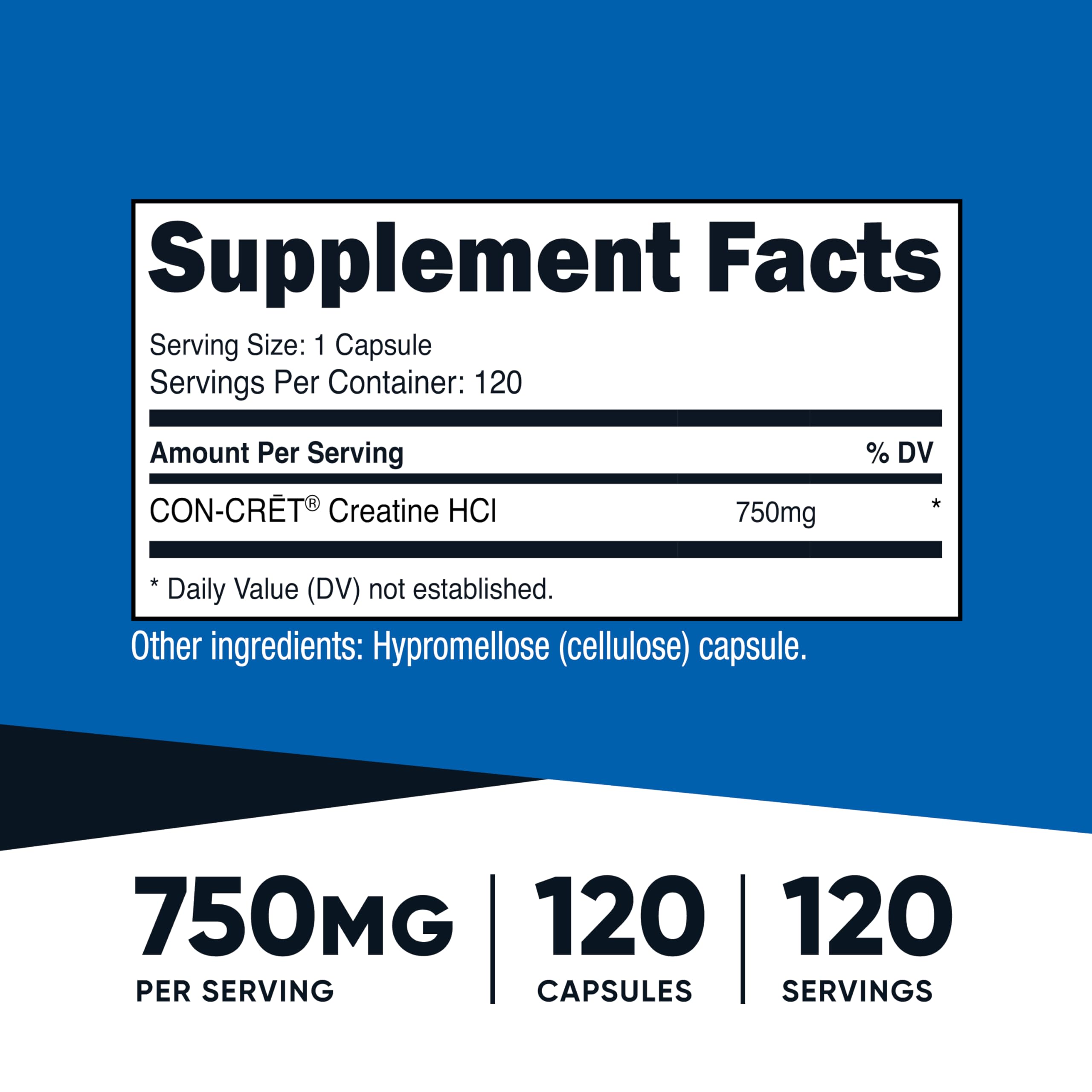 Nutricost Creatine HCl 120 Capsules - Made with CON-CRET Creatine, 750 MG Per Capsule NutricostAu supplements