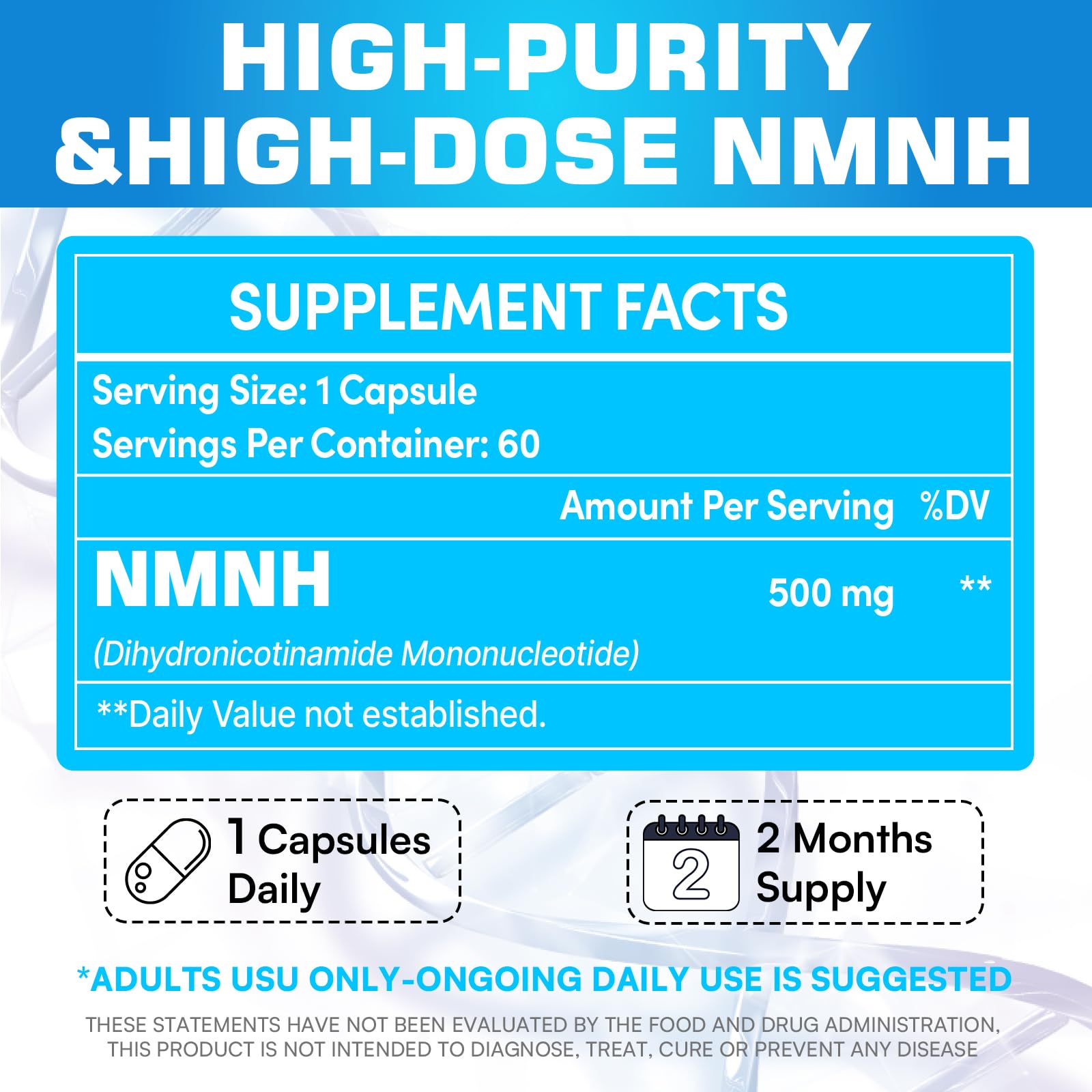 Kaumipor NMNH (Dihydronicotinamide Mononucleotide) NMN Alternative Supplement, 500 mg Per Serving NAD Supplement to Boost NAD+ Levels, for Anti Aging, Energy, Immunity, Focus, 60 Vegan Capsules KaumiporAu supplements