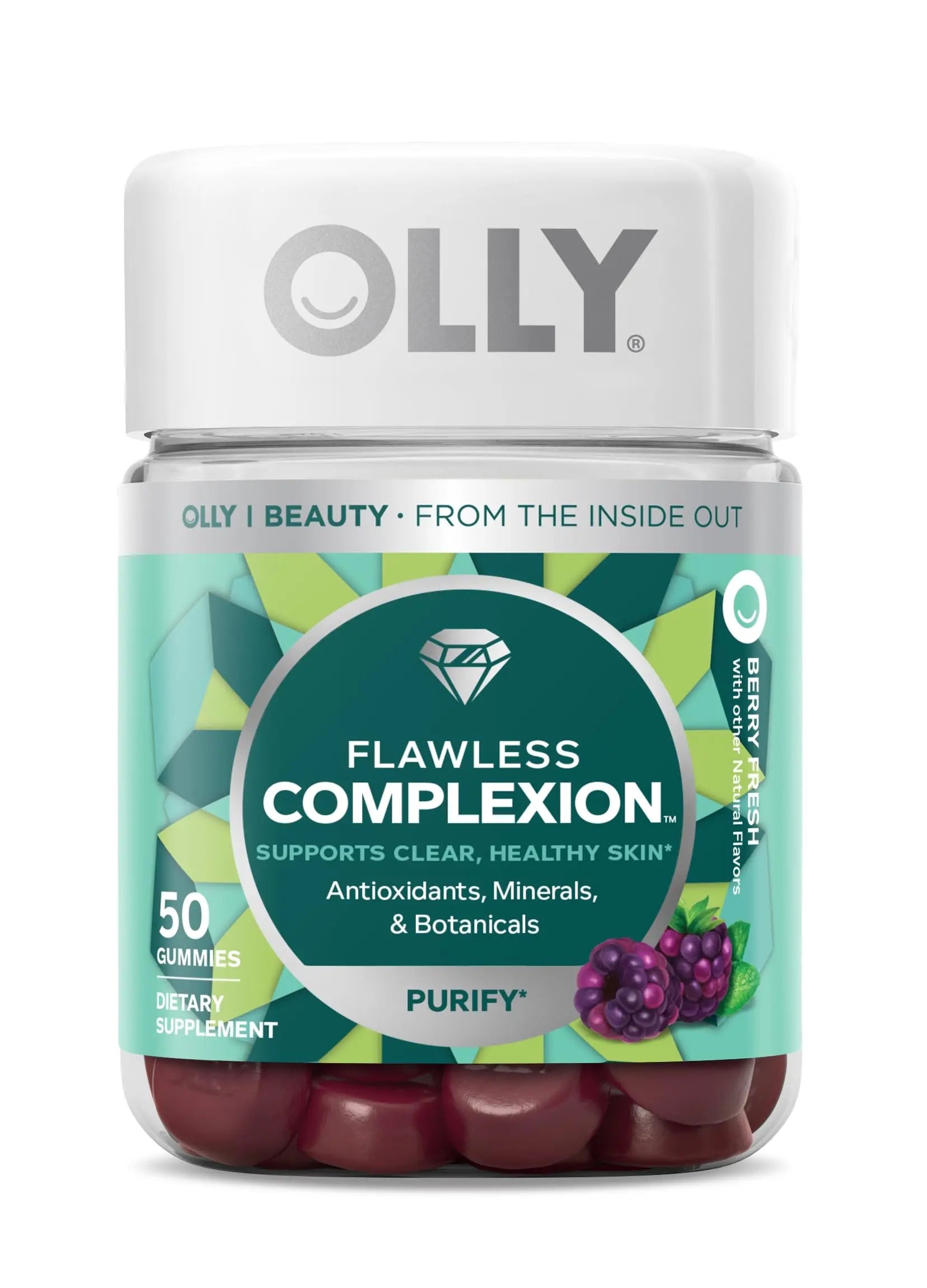 OLLY Undeniable Beauty Gummy & Flawless Complexion Gummy, Clear and Healthy Skin Support, Vitamins E, A, Zinc, Chewable Supplement, Berry - 50 Count (Pack of 1) OLLYAu supplements