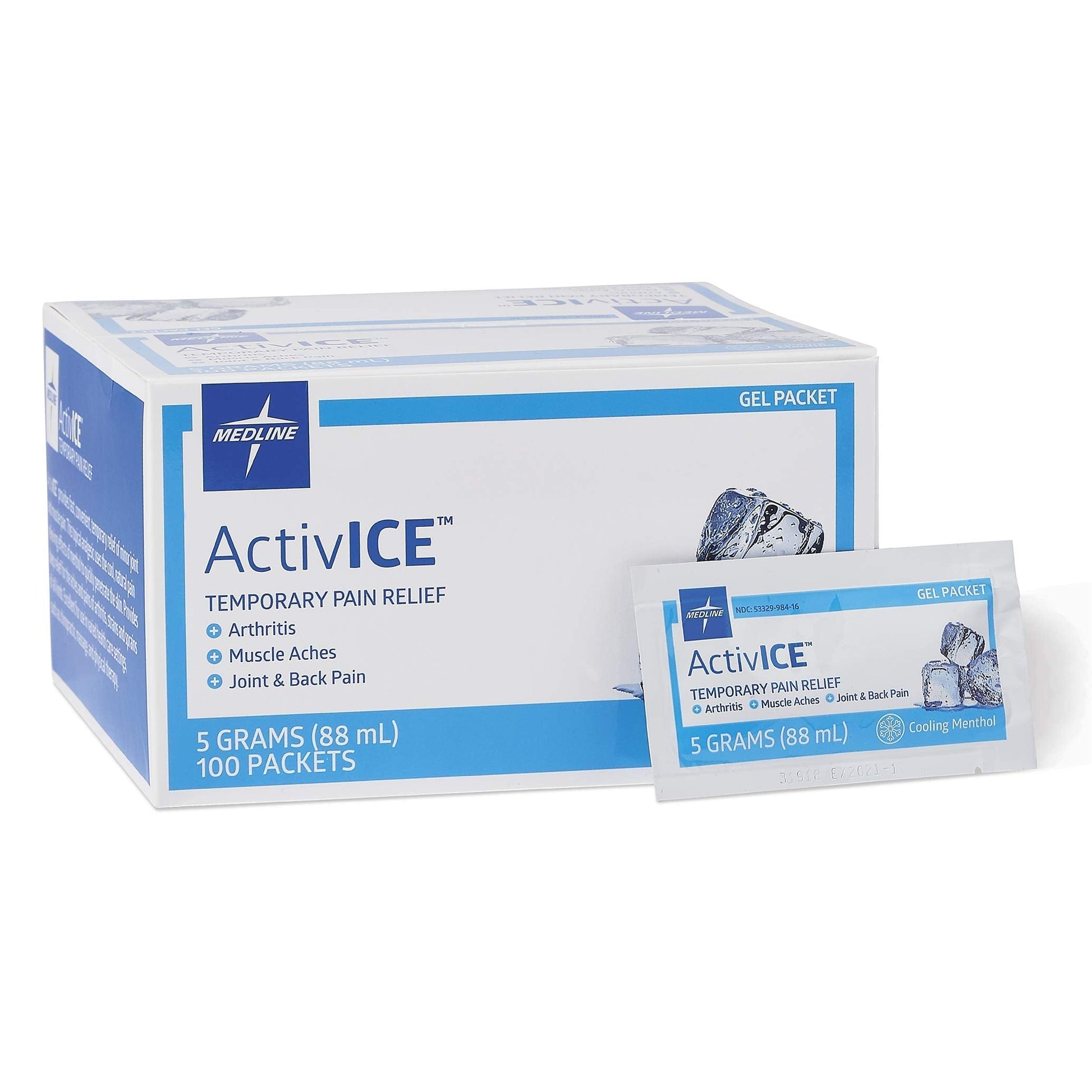 Medline ActivICE Topical Pain Reliever Gel, Great for Arthritis, Muscle Aches and Back Injuries, 5 grams - 100 Packs MedlineAu supplements