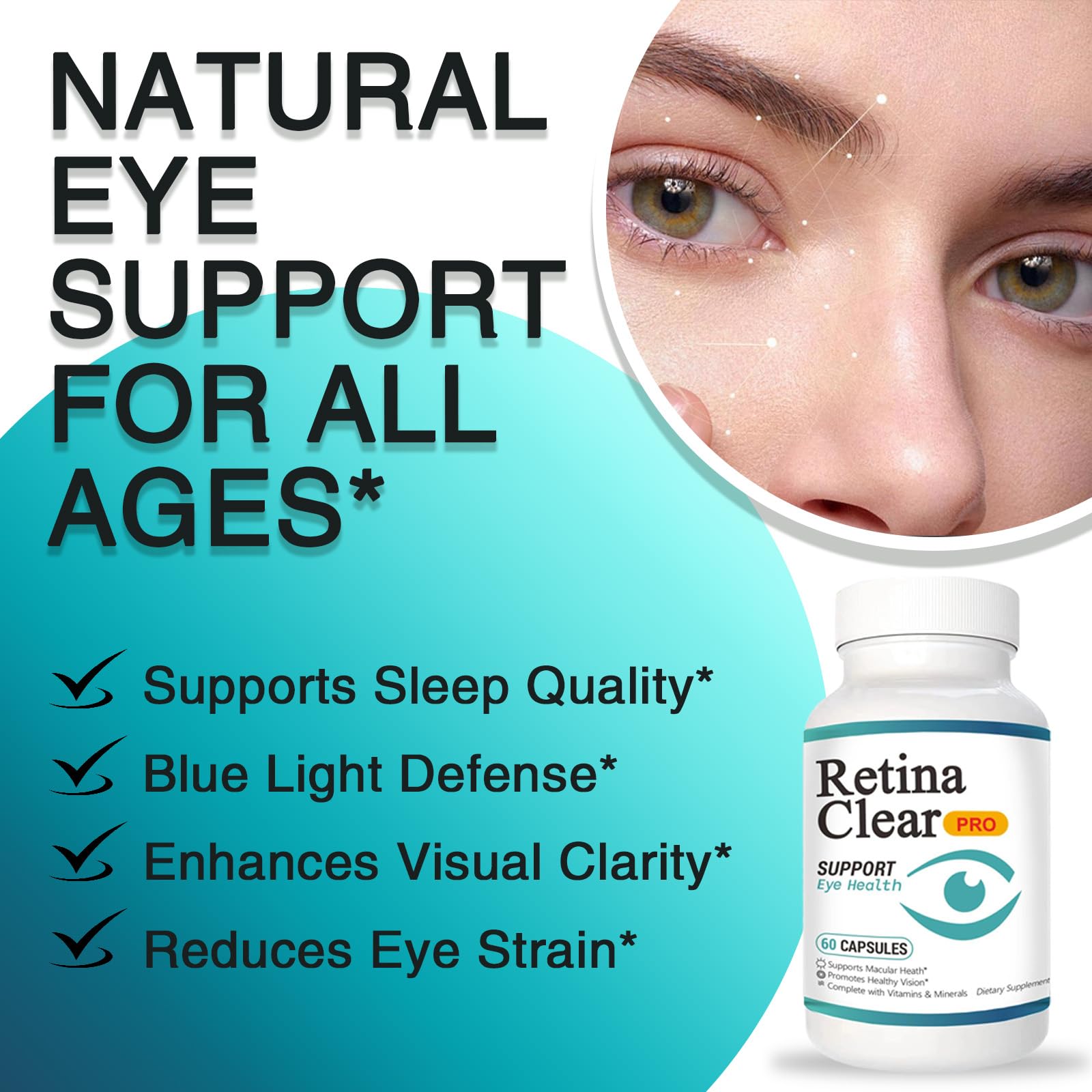 Vunexo Retina Clear Pro Eye Health Support Supplement, with Minerals and Vitamins, Lutein and Bilberry Extract Supports Visual Clarity, Eye Fatigue Relief & Focus（2PCS VunexoAu supplements