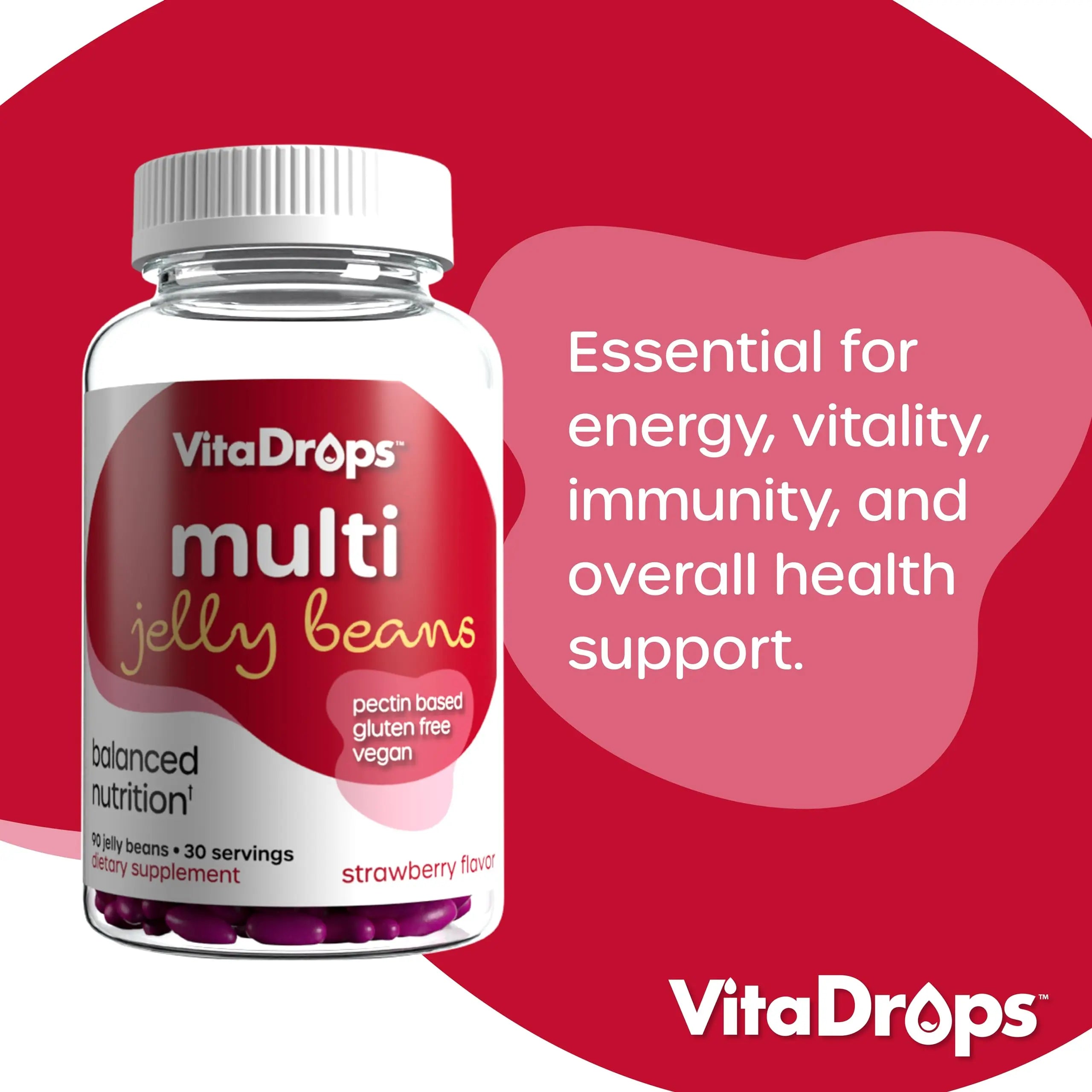 VitaDrops Multivitamin Jelly Beans, Women & Men, Source of Vitamin A C D E B-3 B-6 & Biotin, Supports Immune System, Pectin Based VitaDropsAu supplements