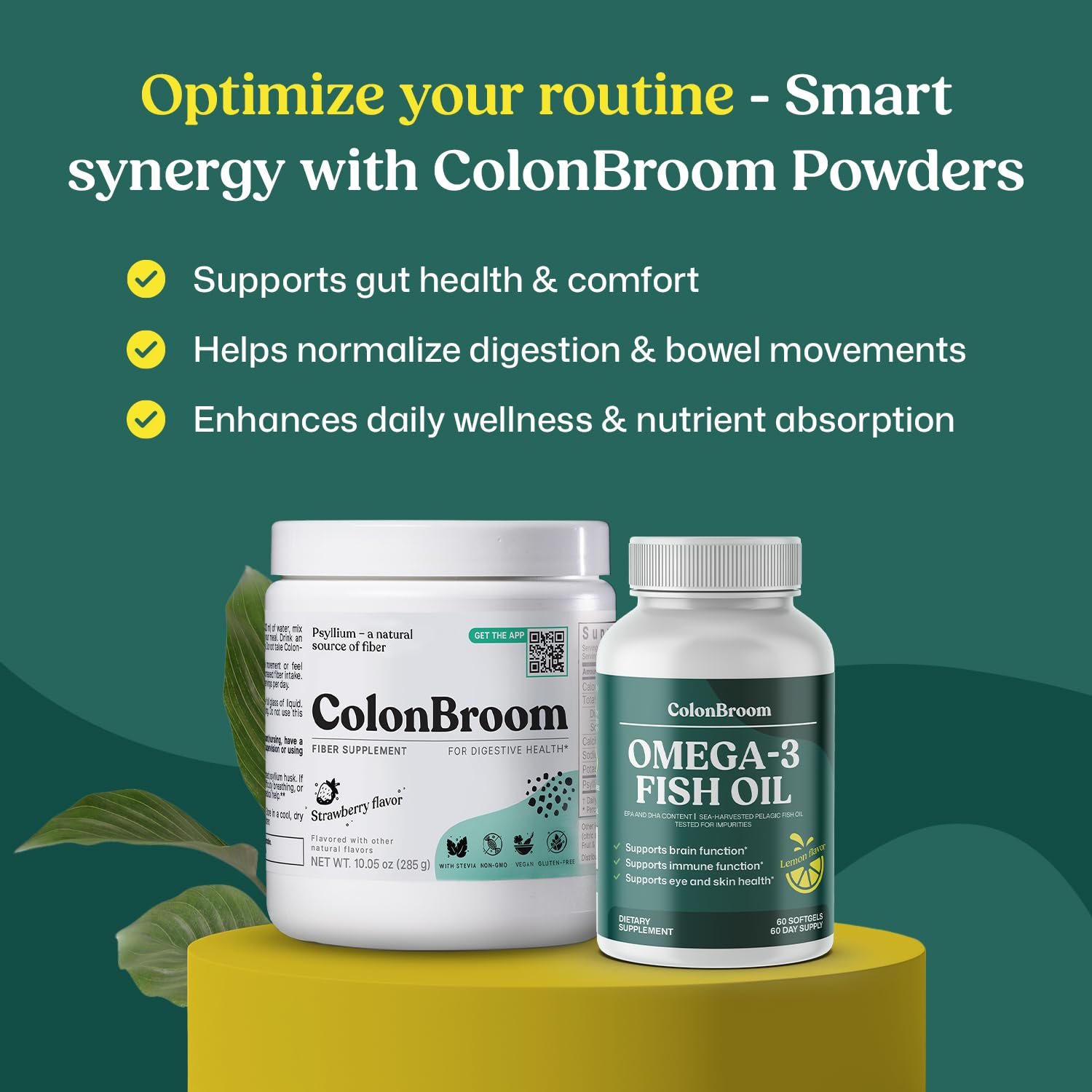 ColonBroom Omega 3 Fish Oil 2640 mg Softgels | Lemon Flavor | Daily Fish Oil Omega-3 Supplement for Women & Men with EPA & DHA | Gluten-Free, Non-GMO, Natural (60 Softgels, 2 Month Supply) ColonBroomAu supplements
