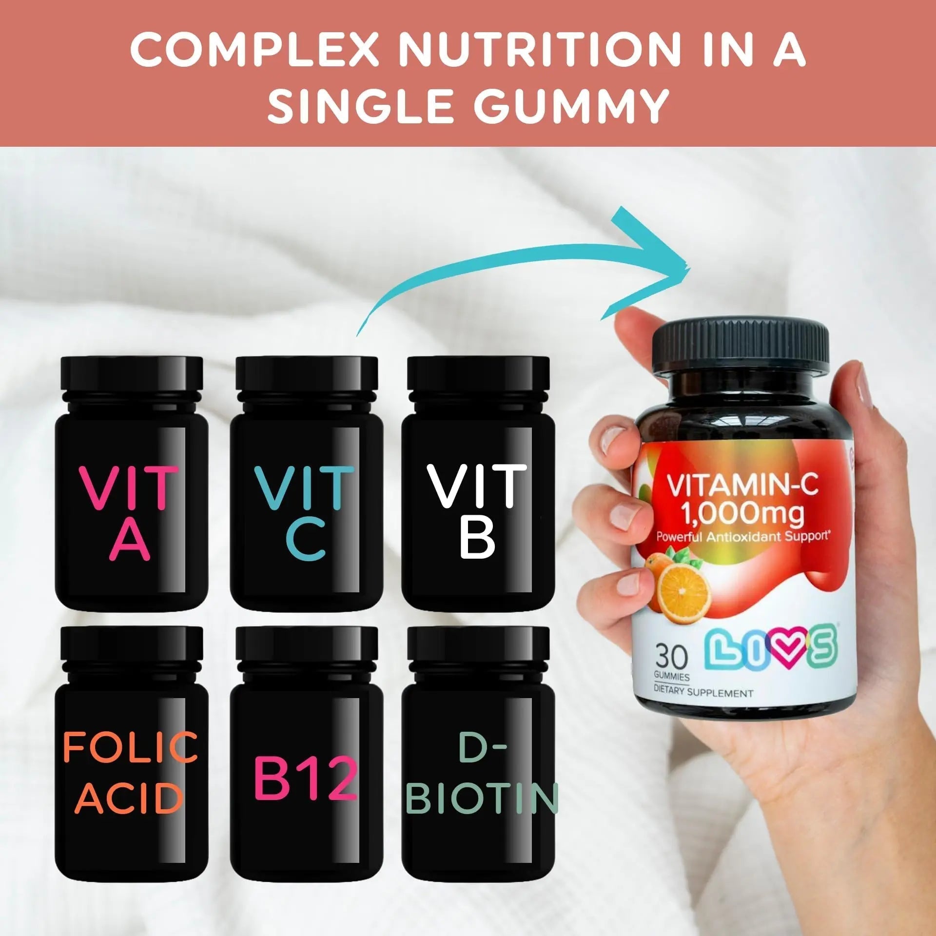 Vitamin C 1000mg Gummies for Kids & Adults |Antioxidant & Immune Support Supplement | Vegan Multivitamin for Hair, Skin & Nails LIVSAu supplements