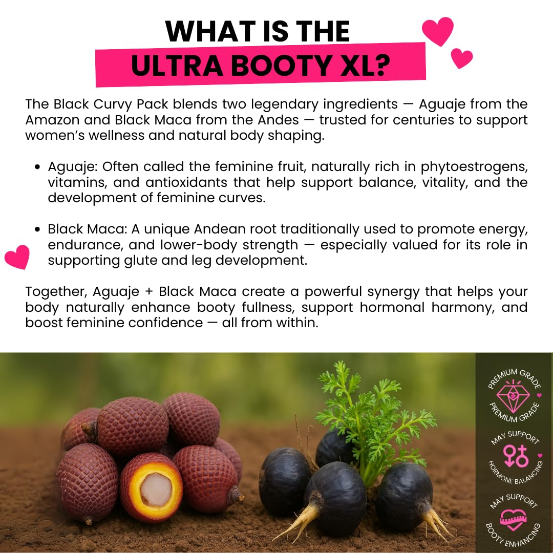 Curvy Fruit Maximum Booty Growth – Ultra Booty Powder with Aguaje + Black Maca – Glute Volume Supplement for Women Curvy FruitAu supplements