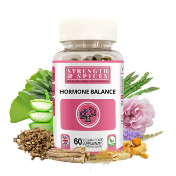 Strength & Spices Hormone Balance 100% Natural Estrogen Supplement – 12 Ingredients w Dong Quai - 60 Vegan UK Made 1000mg Capsules – Fertility and Menstrual Comfort STRENGTH & SPICES100% Natural Vegan Food SupplementsAu supplements