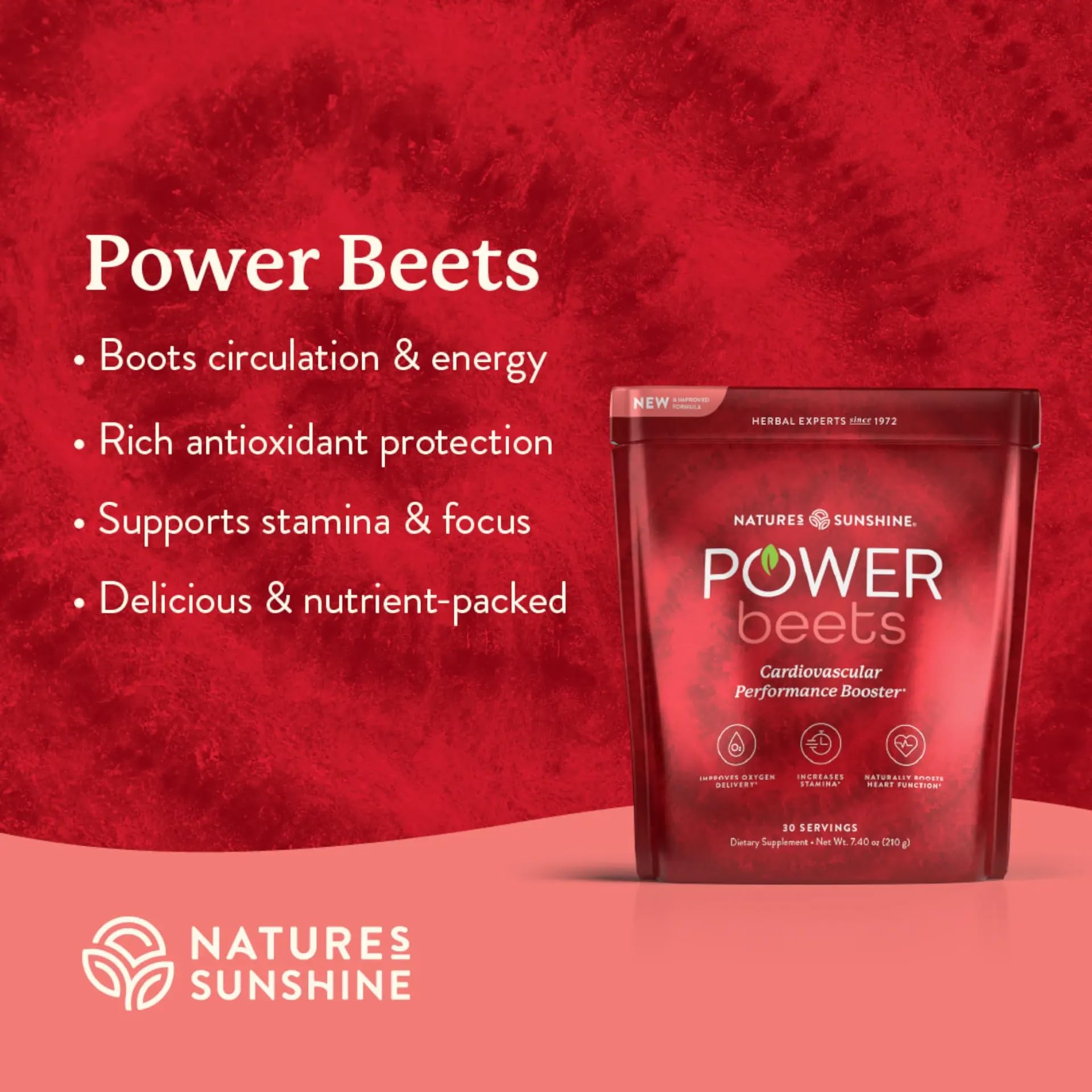 Nature's Sunshine Power Beets – Patented Nutrient Blend of Beet Root Powder and Nutrients to Promote Performance, Mental Clarity, & Vitality – Non-GMO, Soy & Gluten Free – 24 to-Go Packs Nature's SunshineAu supplements