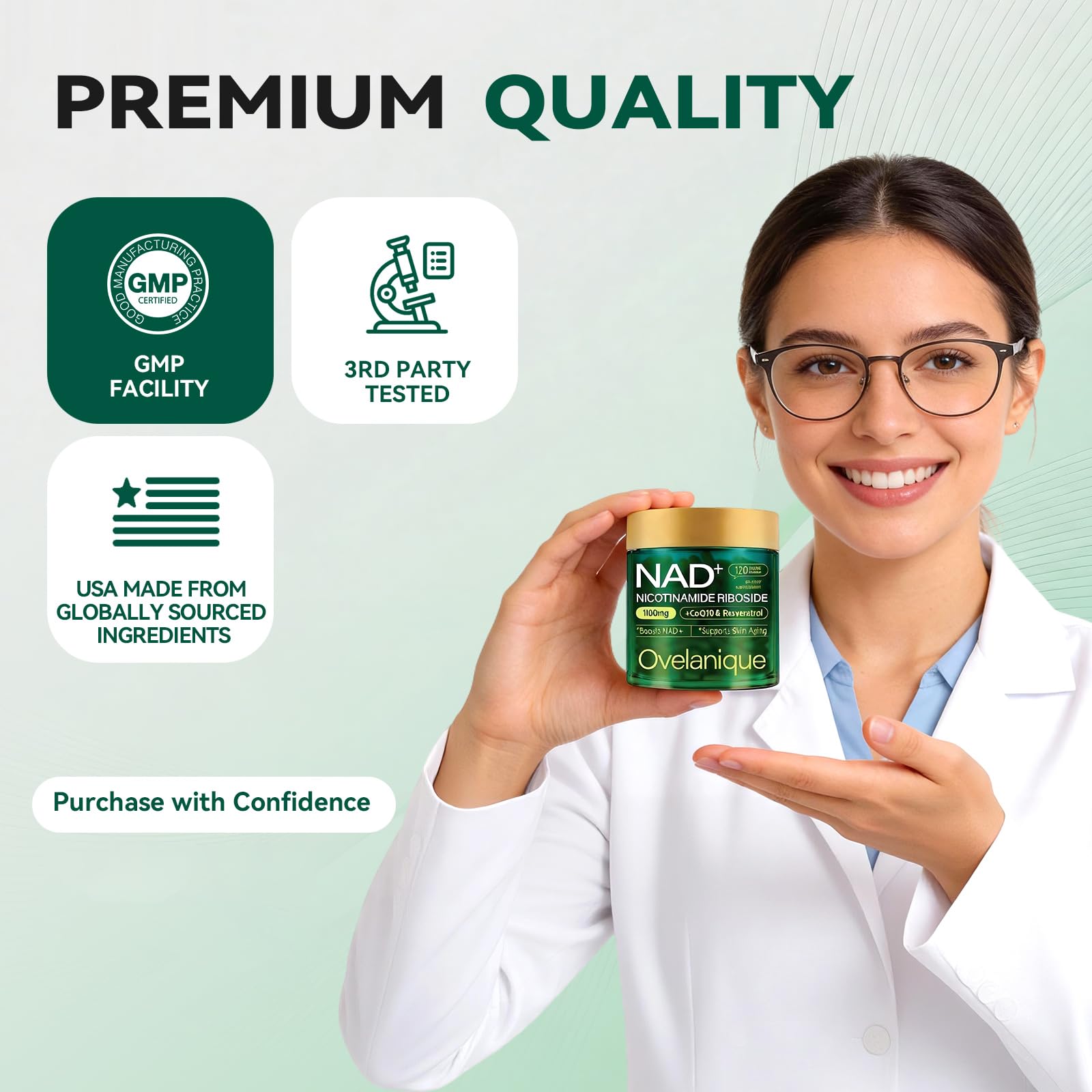 Ovelanique NAD Supplement with Nicotinamide Riboside & Resveratrol |NMNH Supplement Alternative| NAD+ Complex with Quercetin Phytosome & CoQ10 | Liposomal Delivery,120 Capsules(Packaging May Vary) OvelaniqueAu supplements