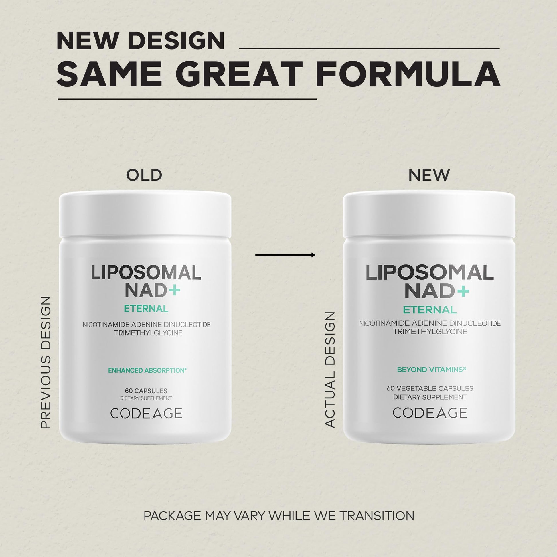 Codeage Liposomal NAD+ Supplement - NAD Nicotinamide Adenine Dinucleotide Coenzyme Pills - 500 mg NAD+ Per Serving & Betaine Anhydrous - Liposomal Delivery - Vegan, Non-GMO, Gluten-Free - 60 Capsules CodeageAu supplements