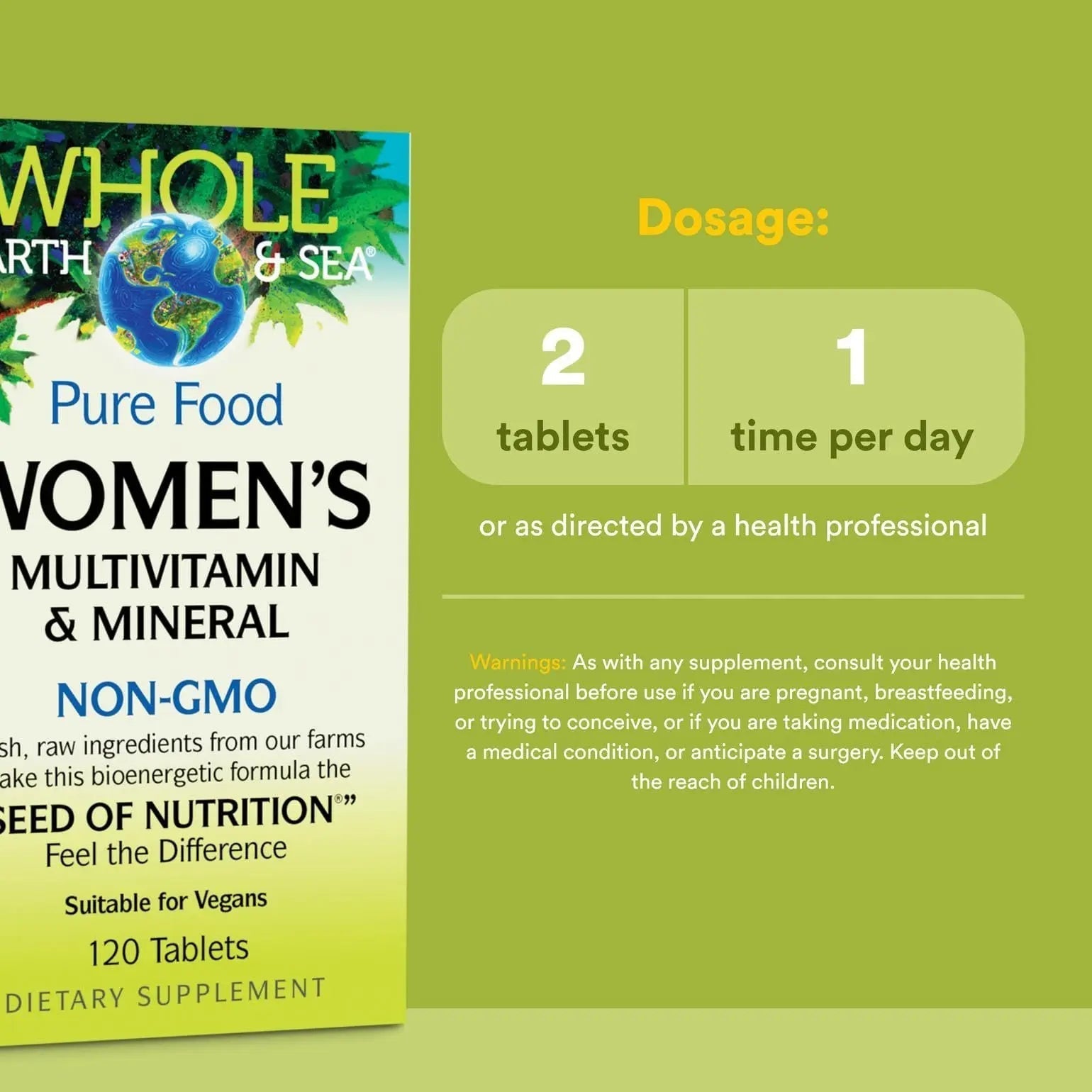 Natural Factors Whole Earth & Sea Women's Multivitamin & Mineral, Whole Food Supplement, Vegan, 120 Tablets Natural FactorsAu supplements