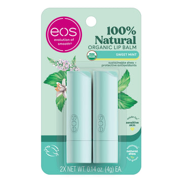 eos 100% Natural & Organic Lip Balm Sticks - Sweet Mint, All Natural Lip Balm, All-Day Moisture